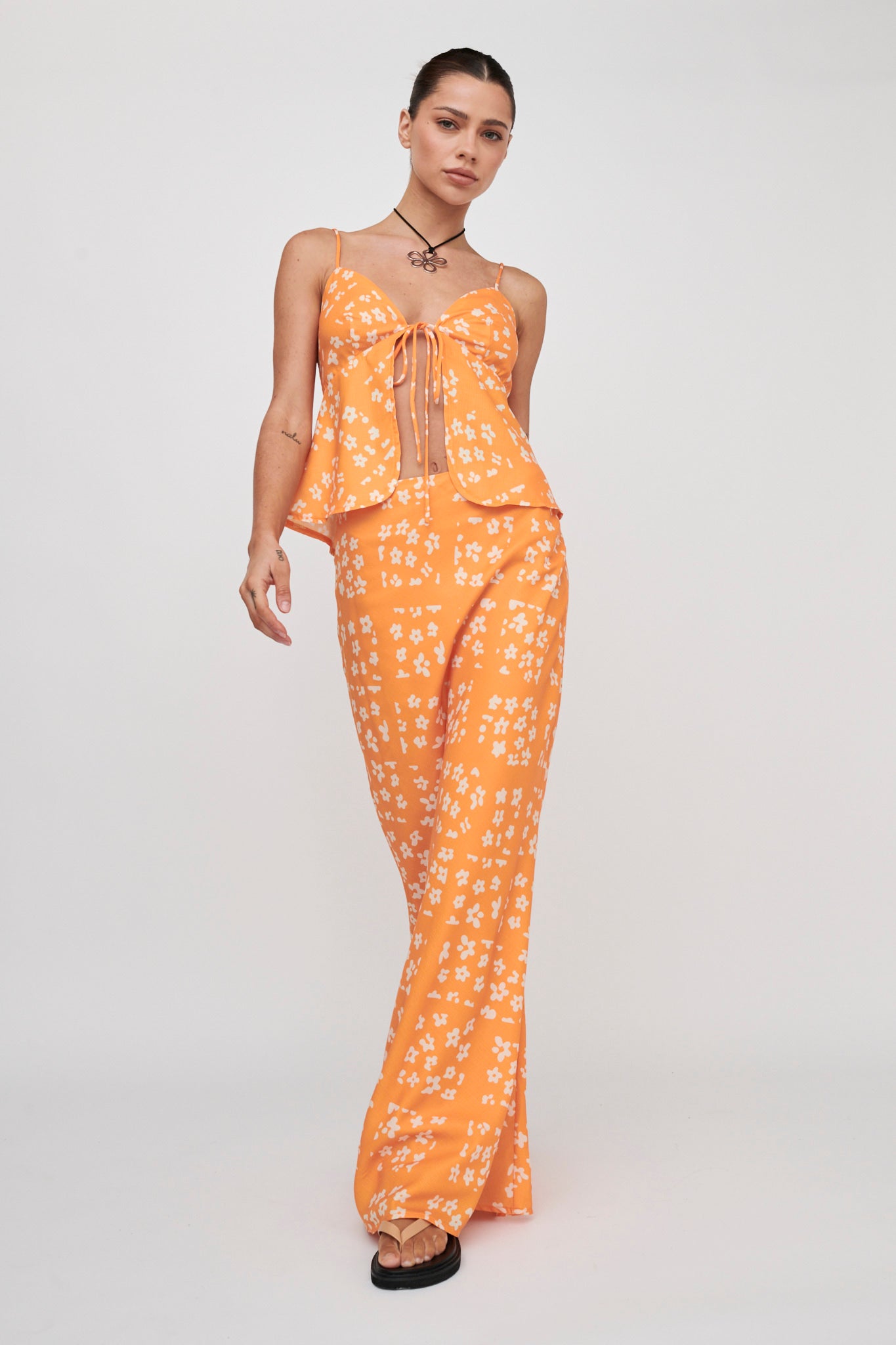 Heart & Soul Maxi Skirt Floral Orange-Maymioy