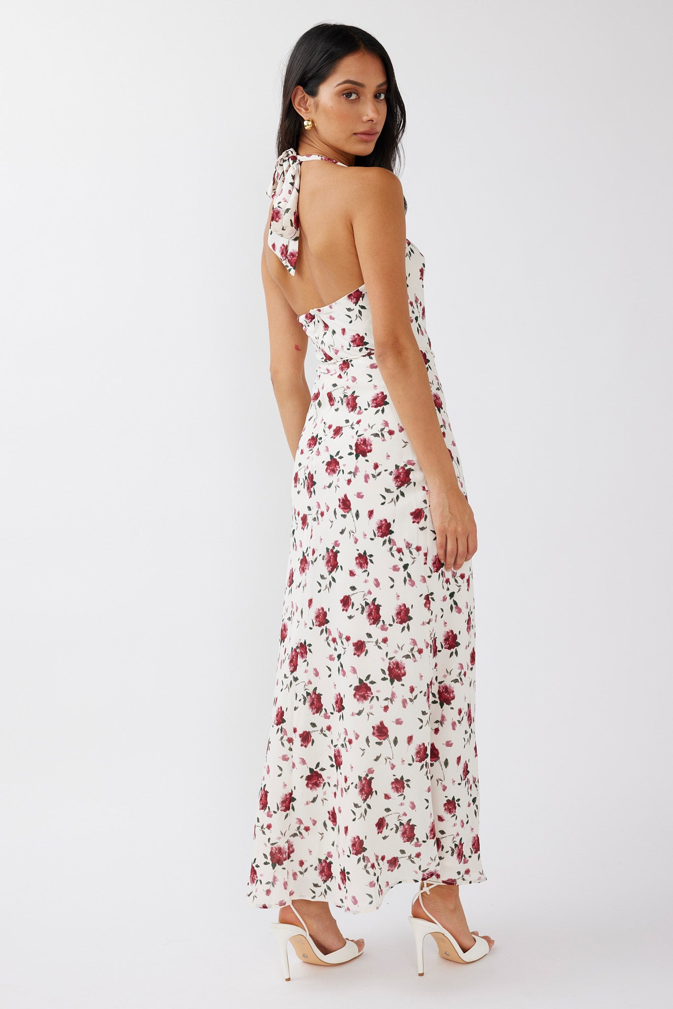 Love's Kiss Cowl Halterneck Maxi Dress Rose-Maymioy