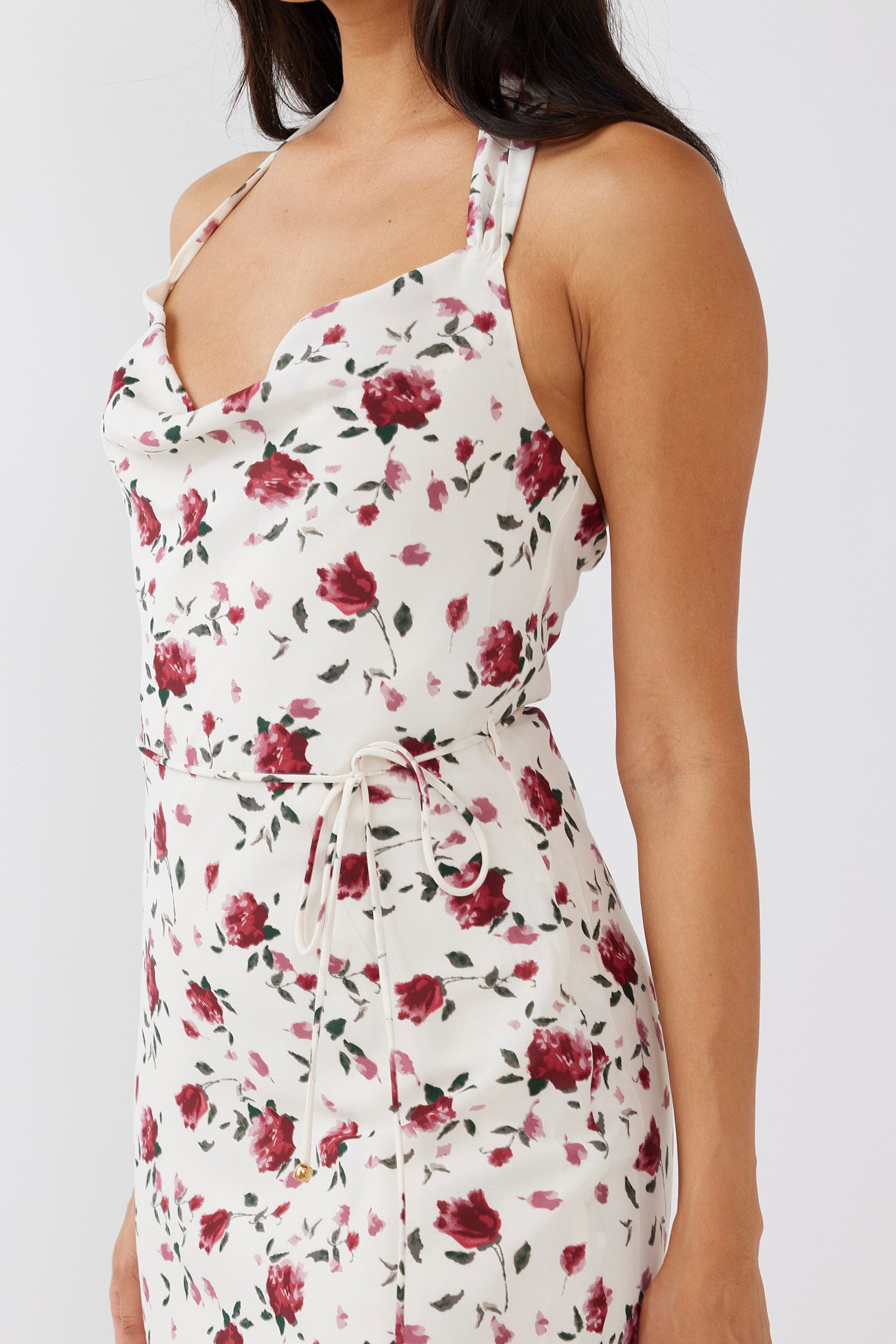 Love's Kiss Cowl Halterneck Maxi Dress Rose-Maymioy