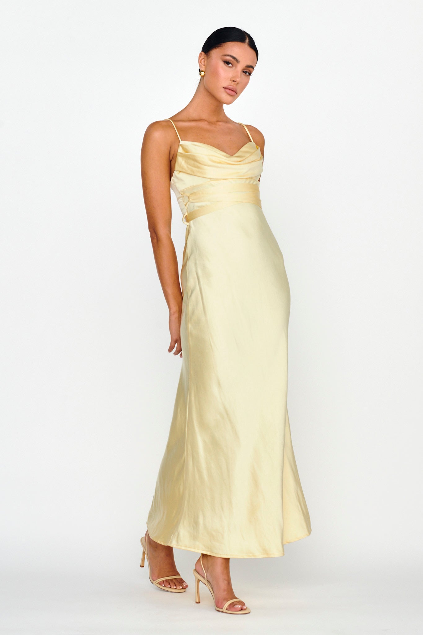 Starring Role Cowl Bust Waist Tie Dress Butter-Maymioy