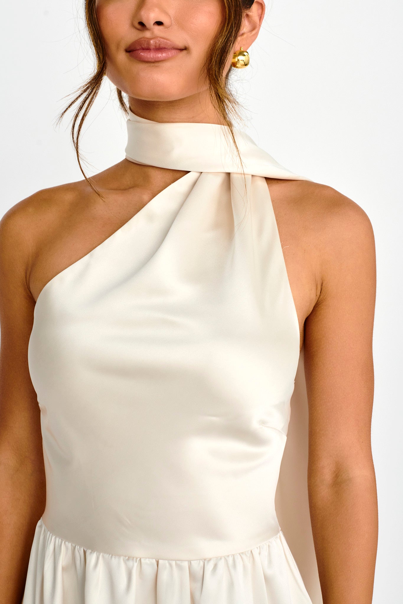 Gimme Love Open Back Flounce Mini Dress Oyster-Maymioy