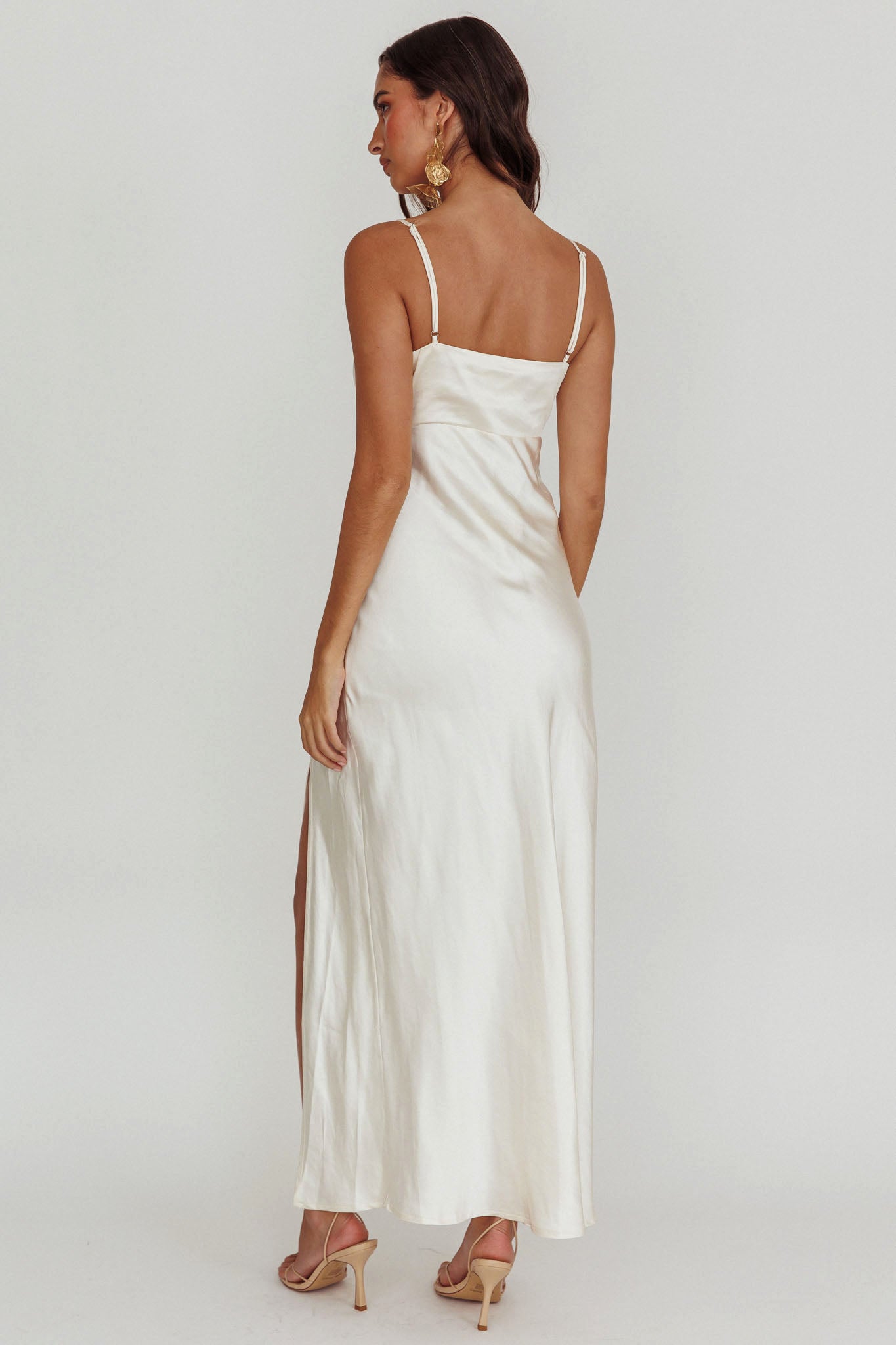Marlie Side Pleat Maxi Dress Oyster-Maymioy