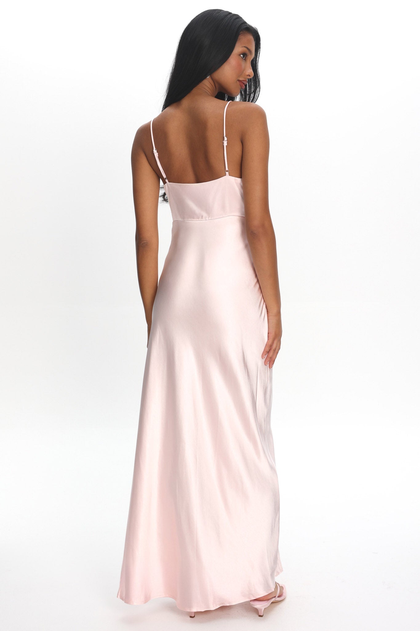 Marlie Side Pleat Maxi Dress Blush-Maymioy