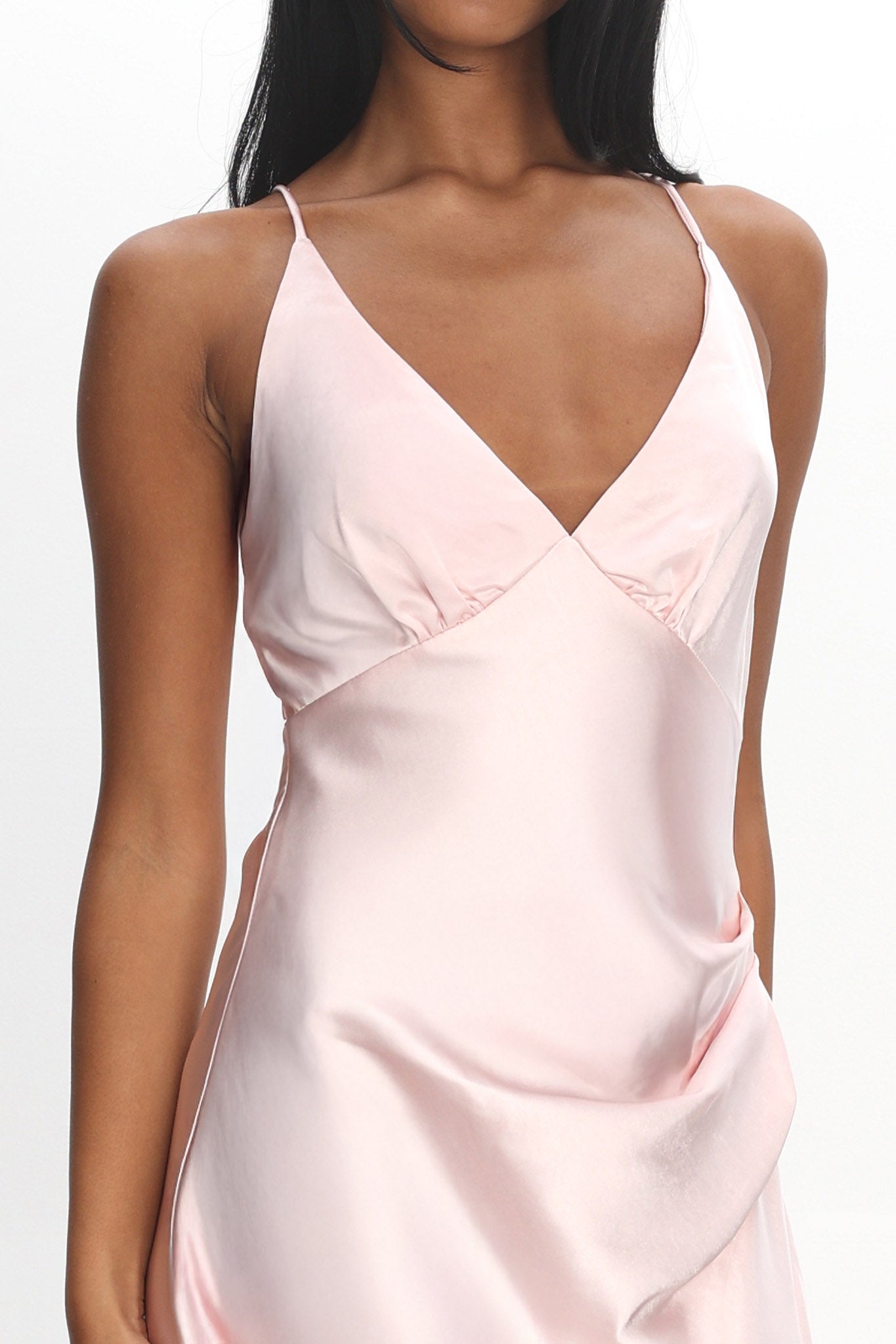 Marlie Side Pleat Maxi Dress Blush-Maymioy