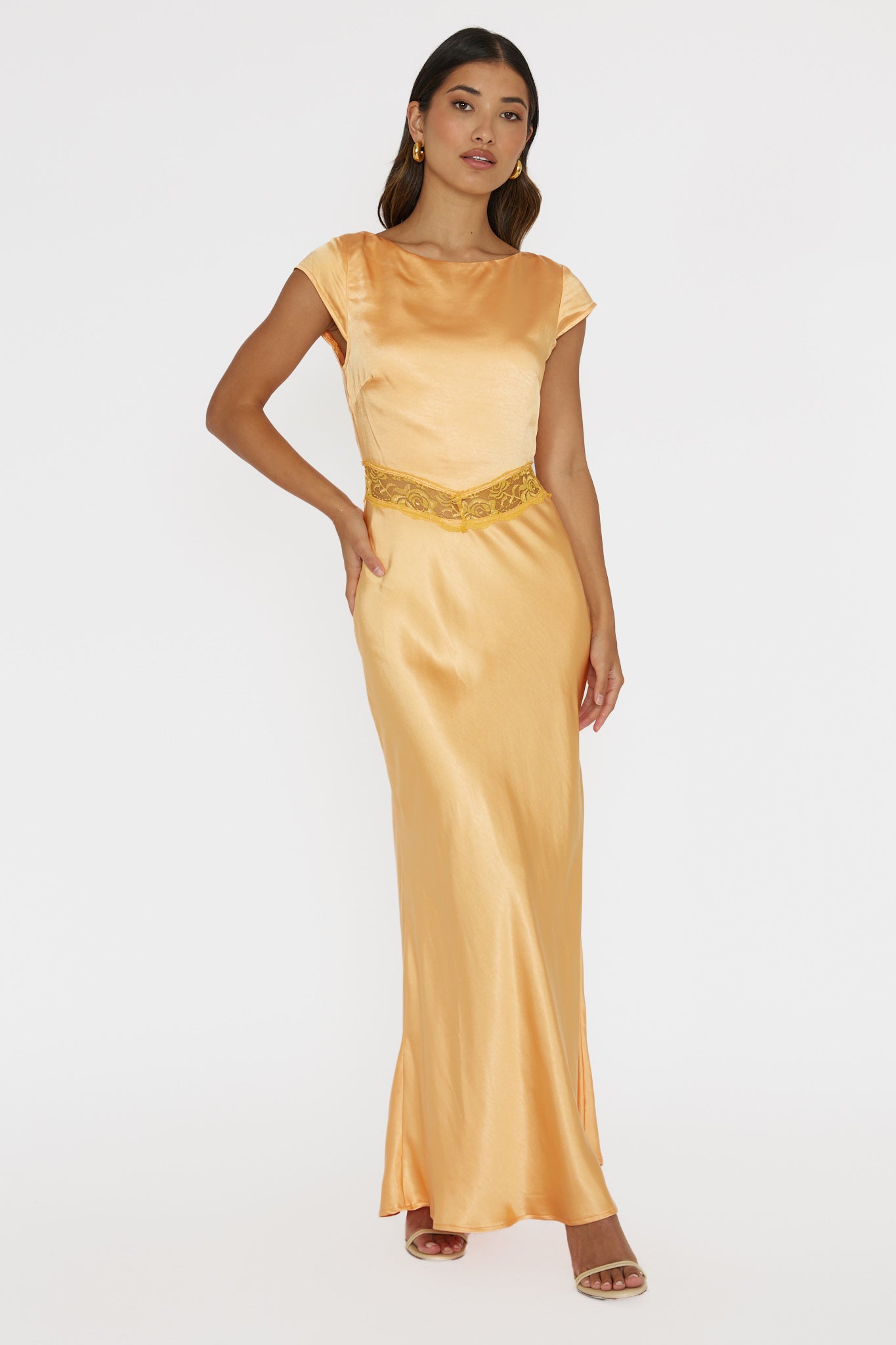 Taken Heart Lace Trim Tied Back Dress Mango-Maymioy