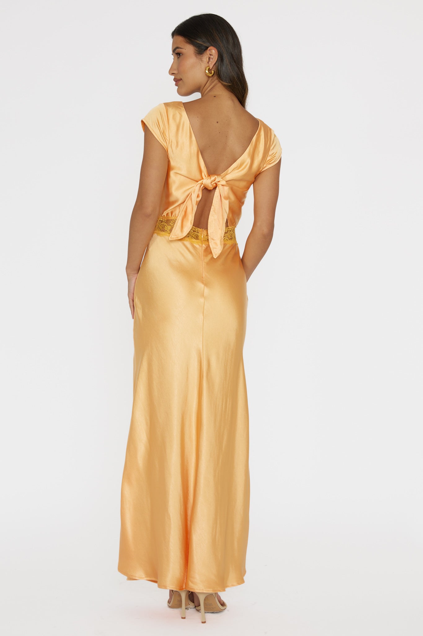 Taken Heart Lace Trim Tied Back Dress Mango-Maymioy