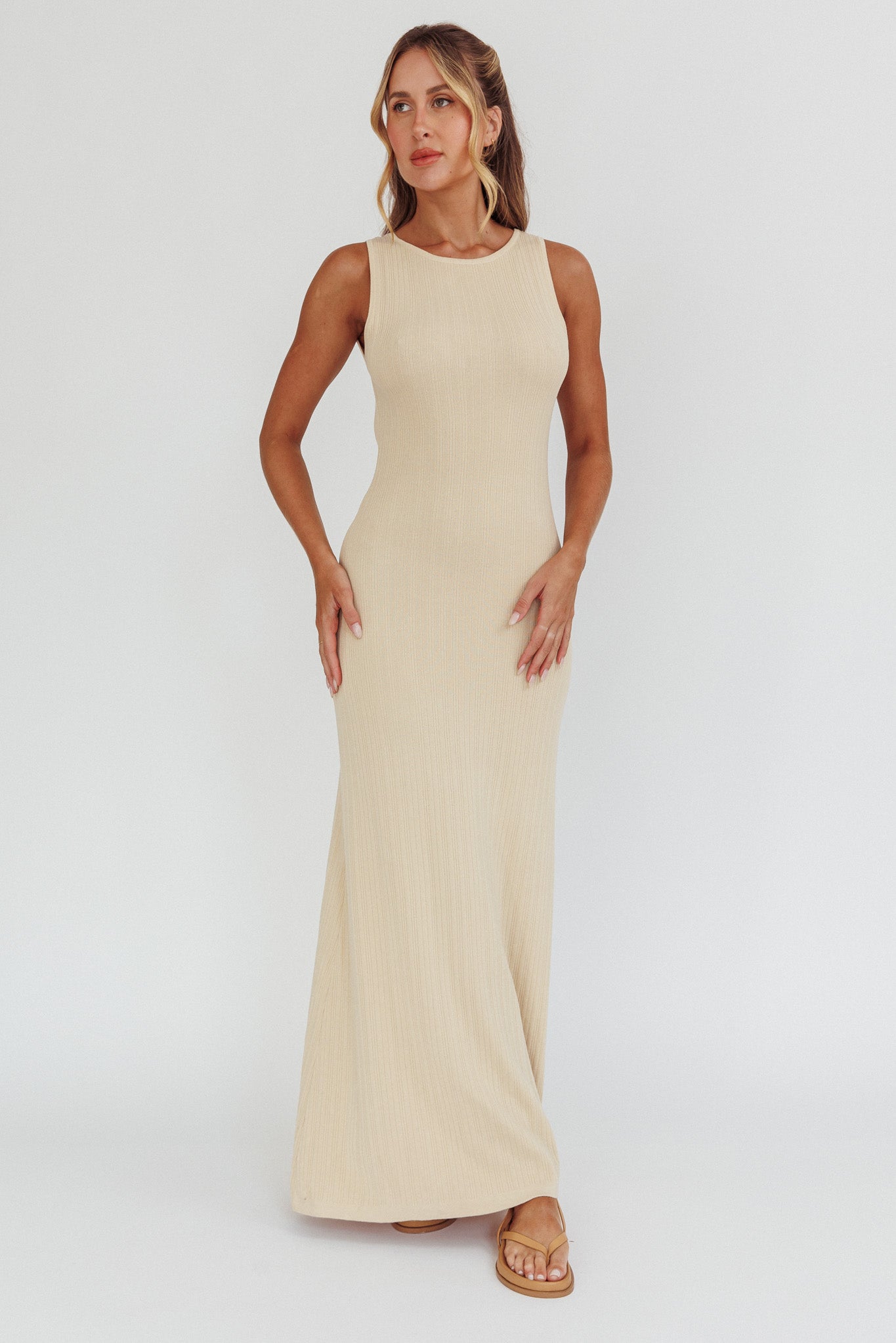 Tarli Low Back Maxi Dress Butter-Maymioy