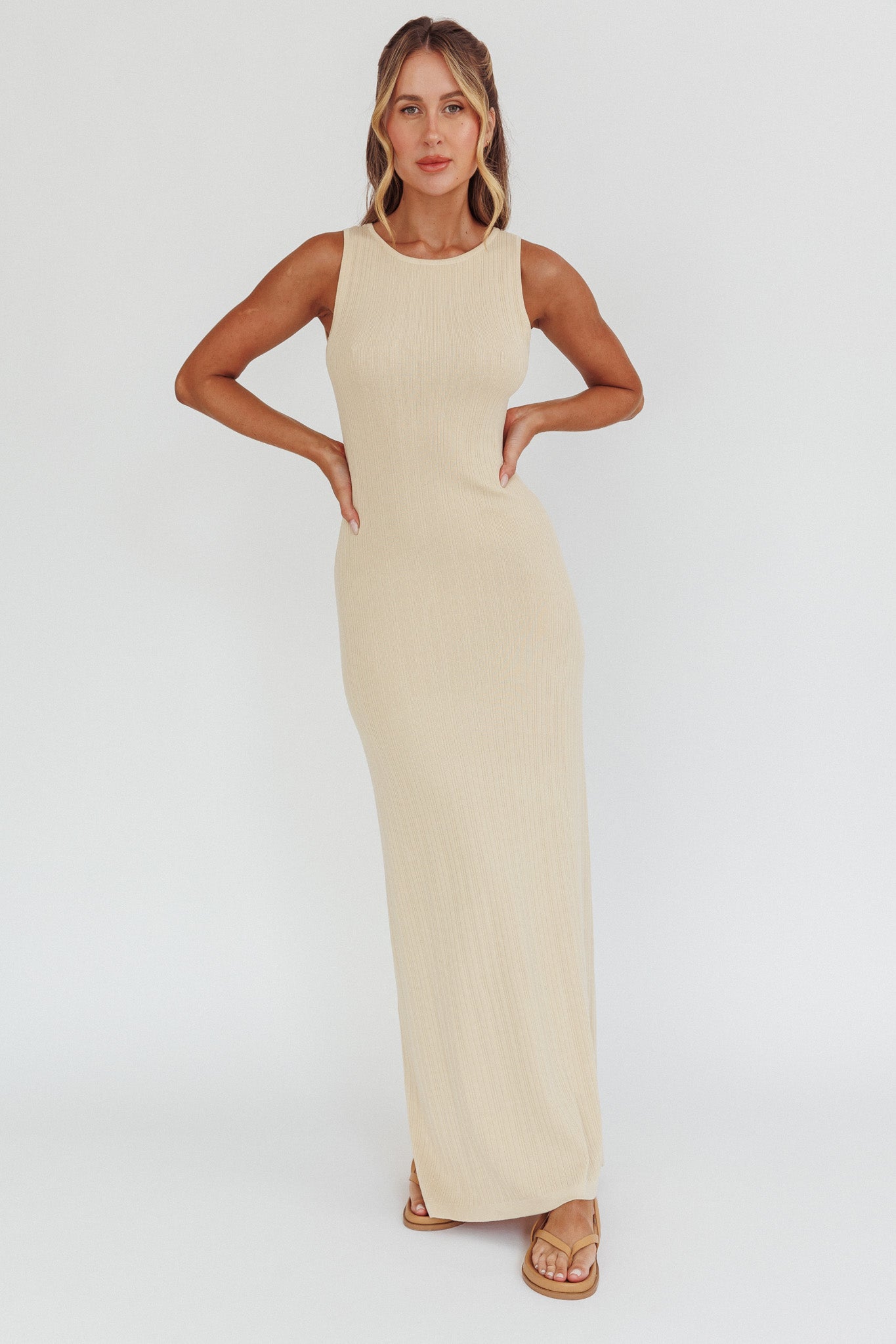 Tarli Low Back Maxi Dress Butter-Maymioy