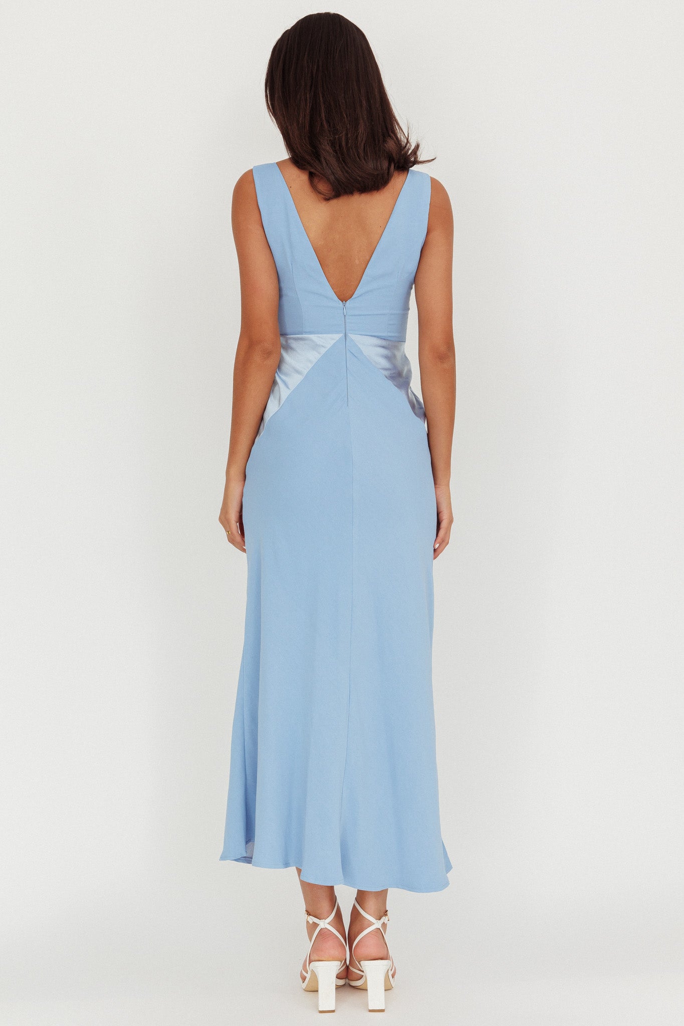 Soul Fire V-Neck Maxi Dress Blue-Maymioy