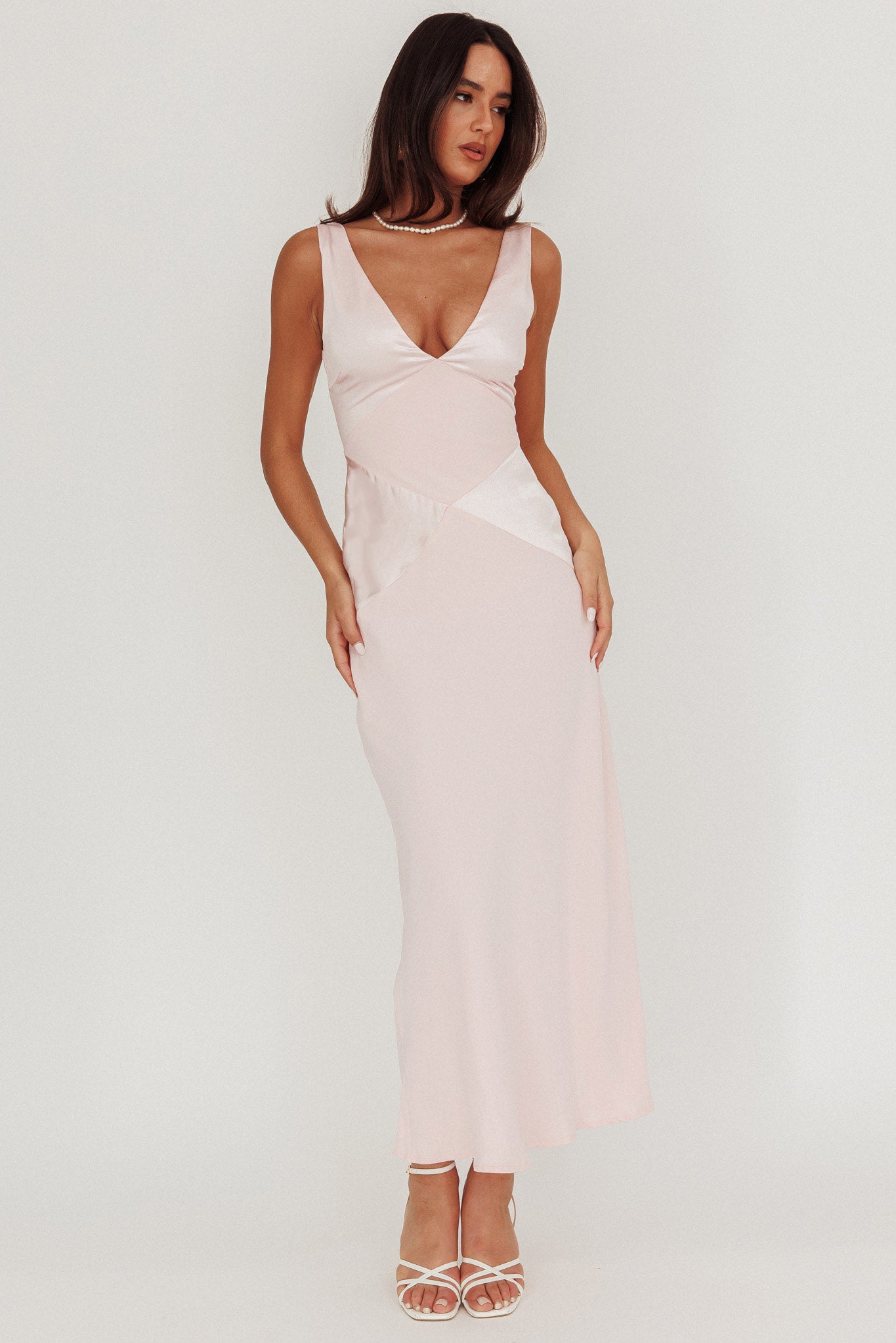 Soul Fire V-Neck Maxi Dress Blush-Maymioy