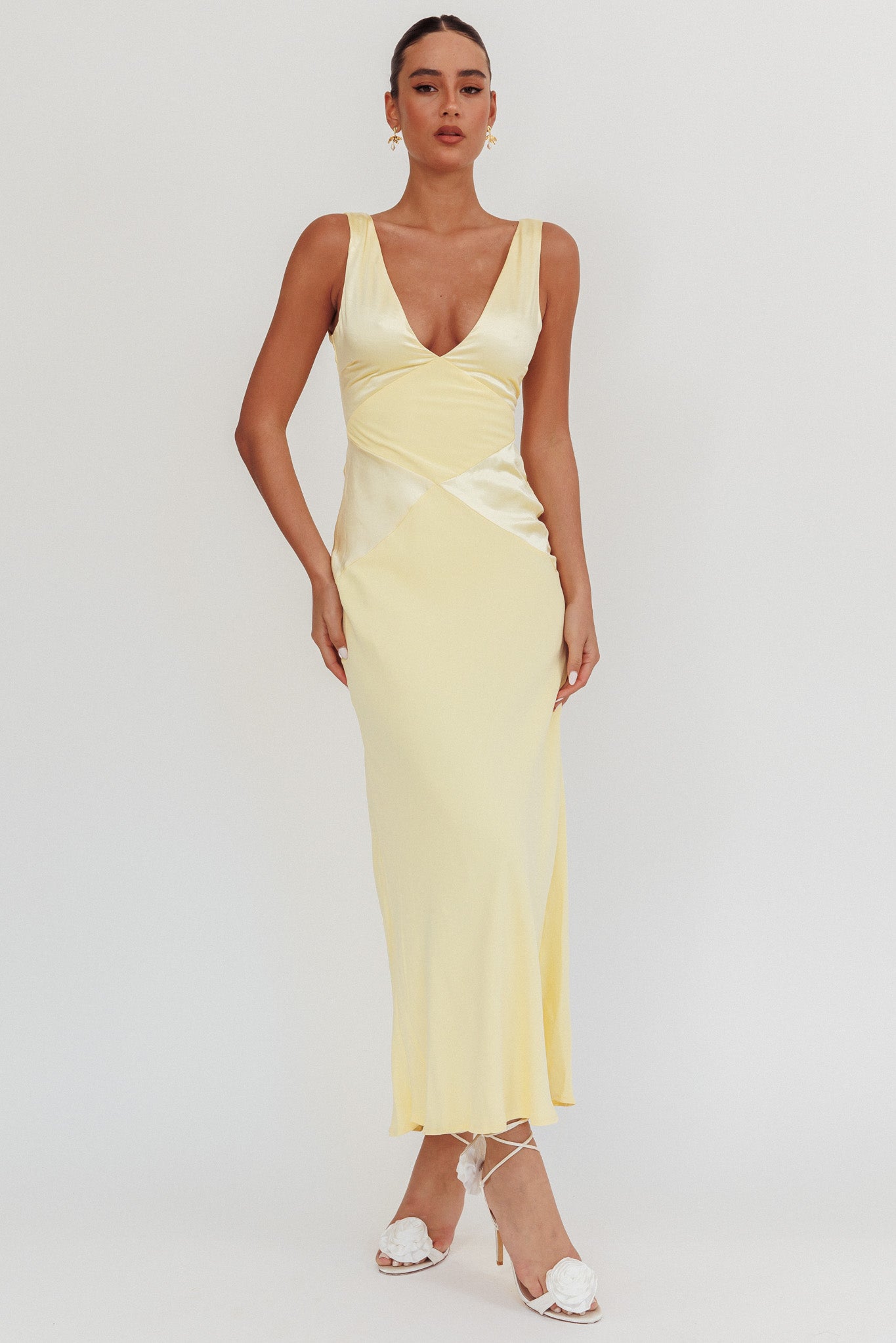 Soul Fire V-Neck Maxi Dress Butter-Maymioy