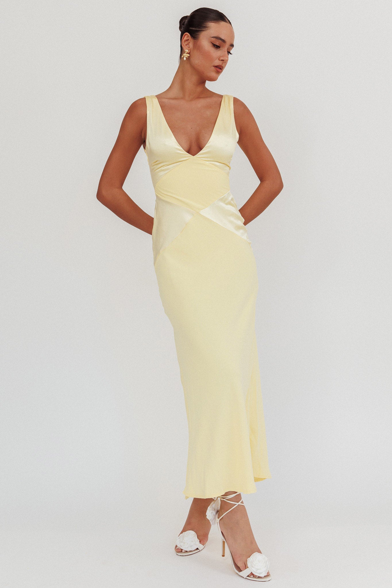 Soul Fire V-Neck Maxi Dress Butter-Maymioy