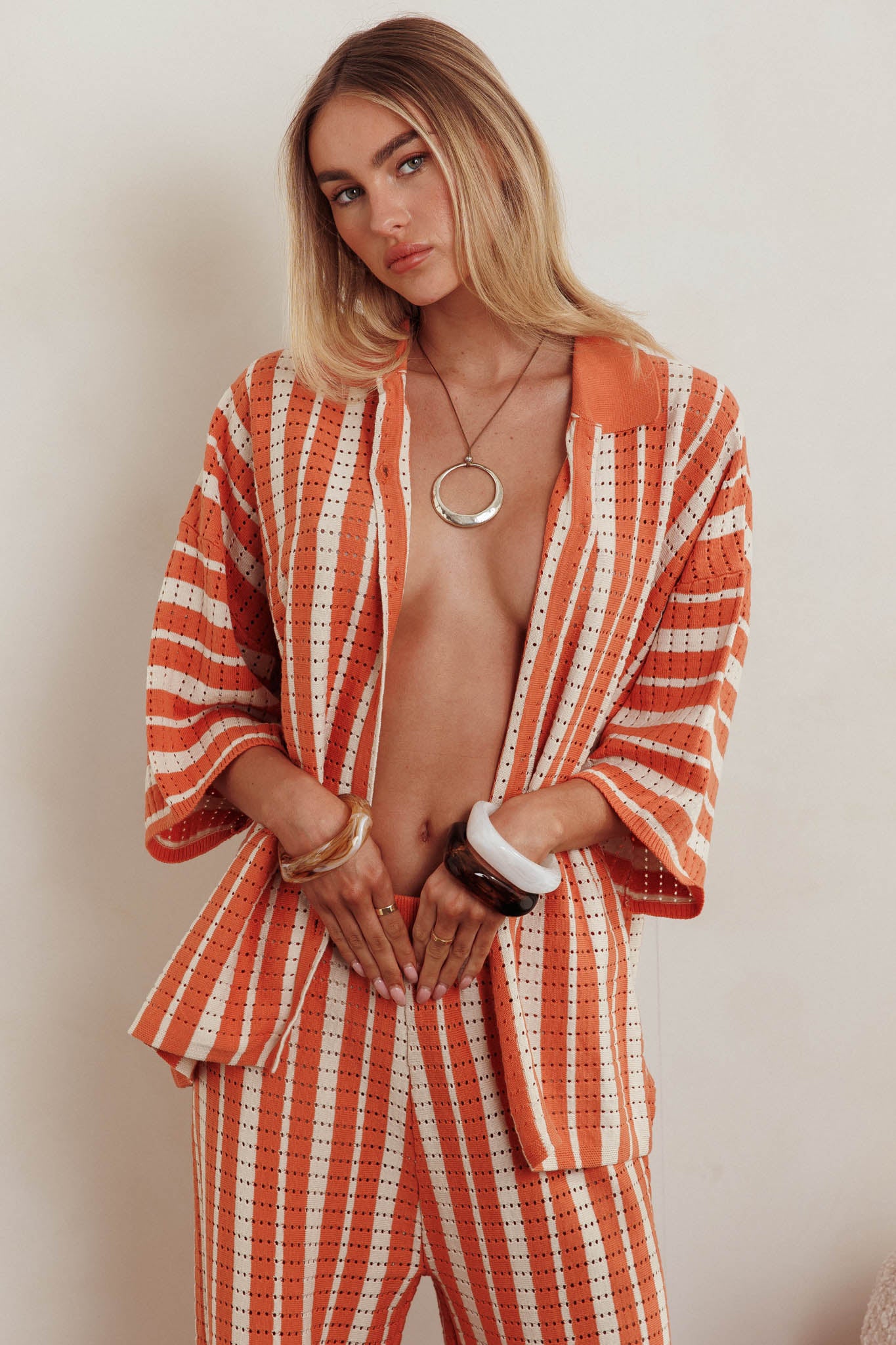 Influence Knit Relaxed Shirt Orange-Maymioy