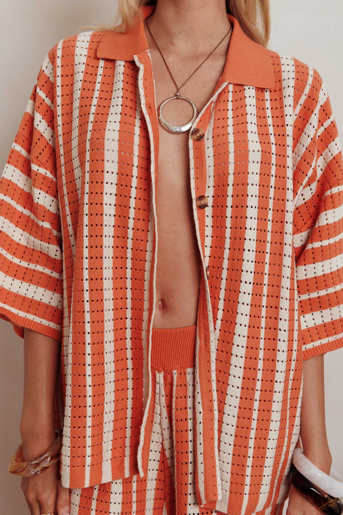 Influence Knit Relaxed Shirt Orange-Maymioy