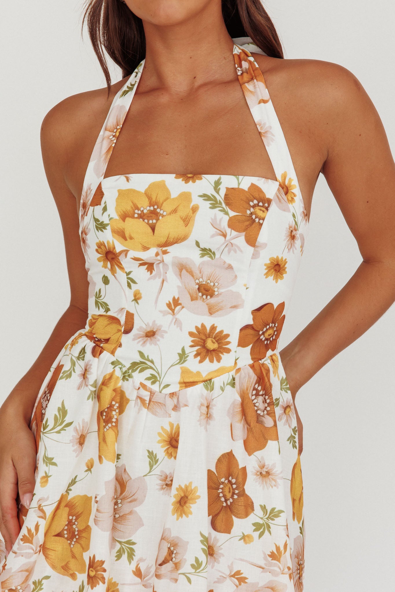 Shaya Tiered Ruffle Maxi Dress Floral Yellow-Maymioy