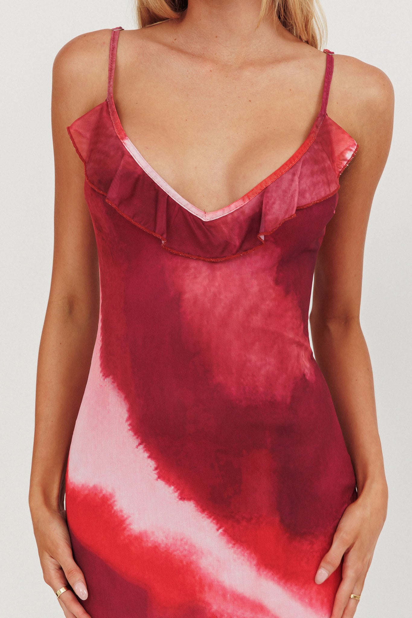 Oskar Tiered Ruffle Hem Mermaid Maxi Dress Pink-Maymioy
