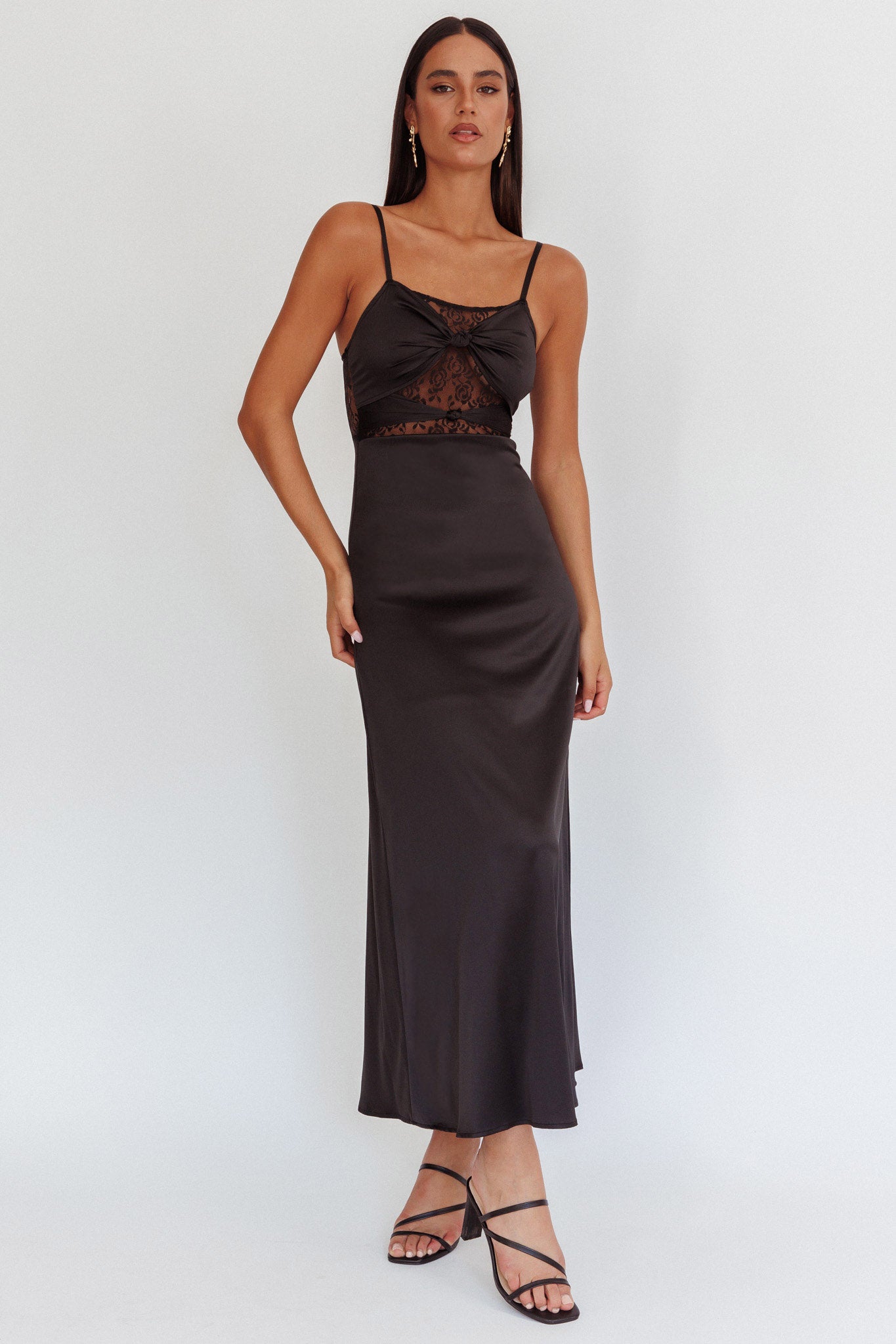 Wyatt Lace Twish Bust Maxi Dress Black-Maymioy