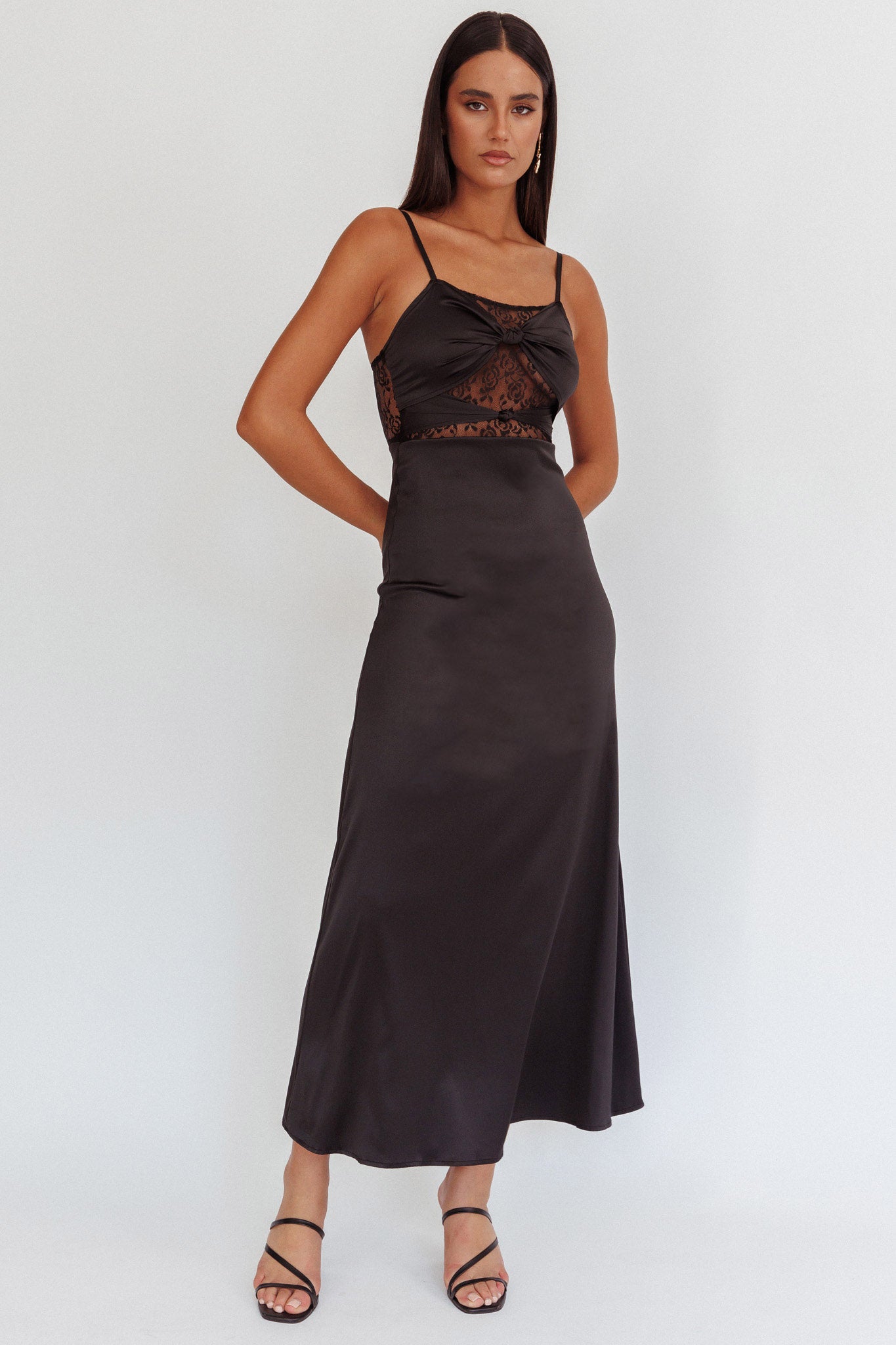 Wyatt Lace Twish Bust Maxi Dress Black-Maymioy
