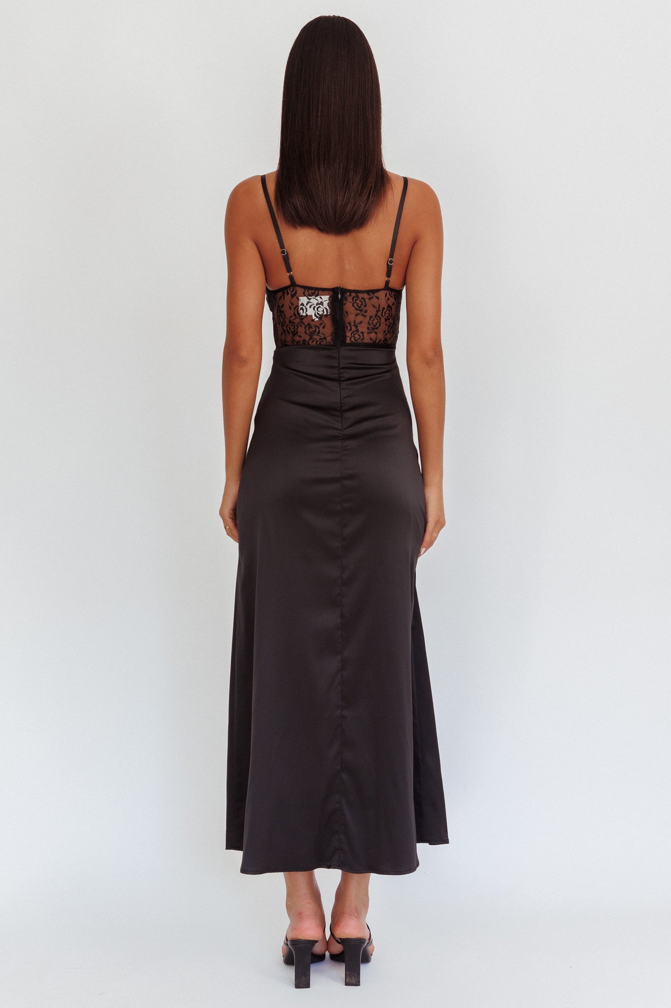 Wyatt Lace Twish Bust Maxi Dress Black-Maymioy