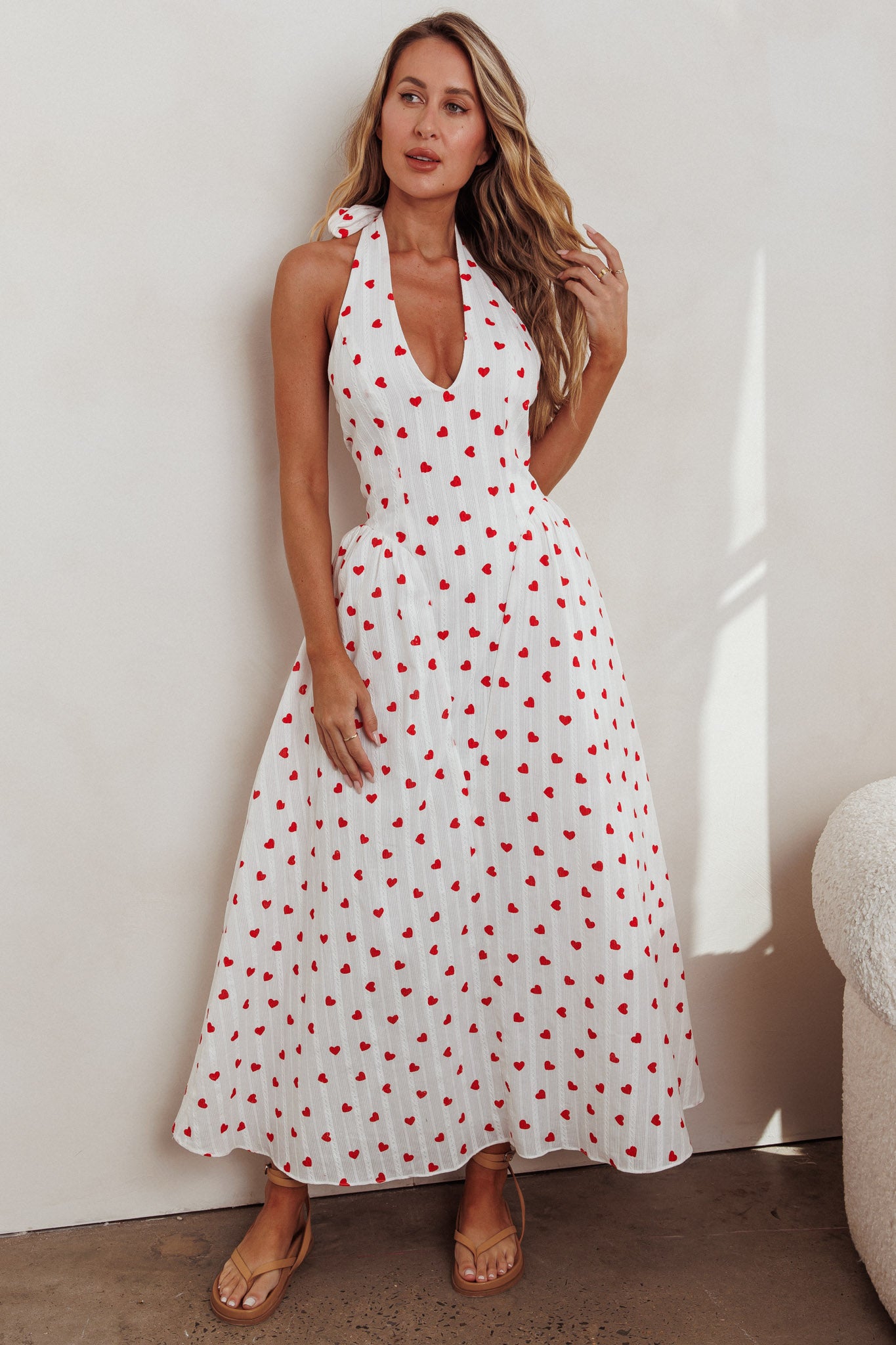 El Corazon Halterneck Dress Heart Print-Maymioy