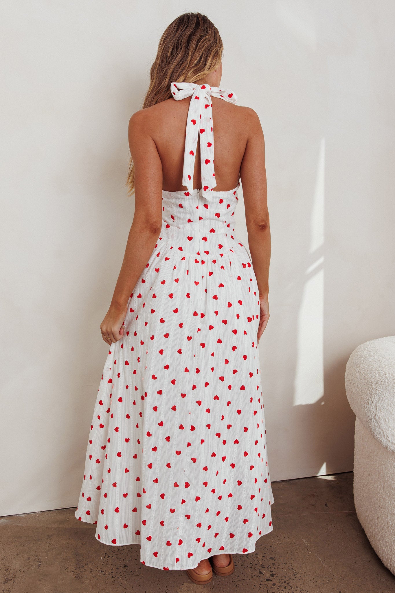 El Corazon Halterneck Dress Heart Print-Maymioy