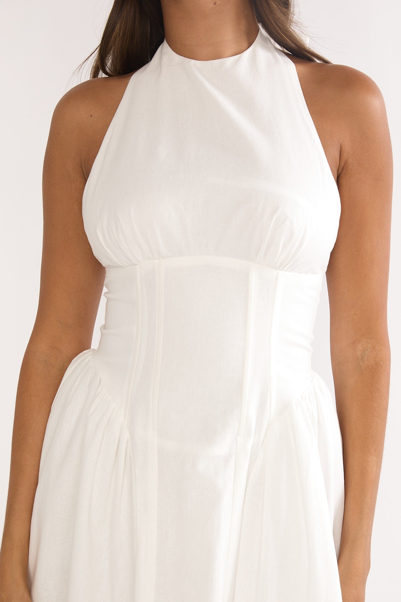 El Corazon High Halterneck Maxi Dress White-Maymioy