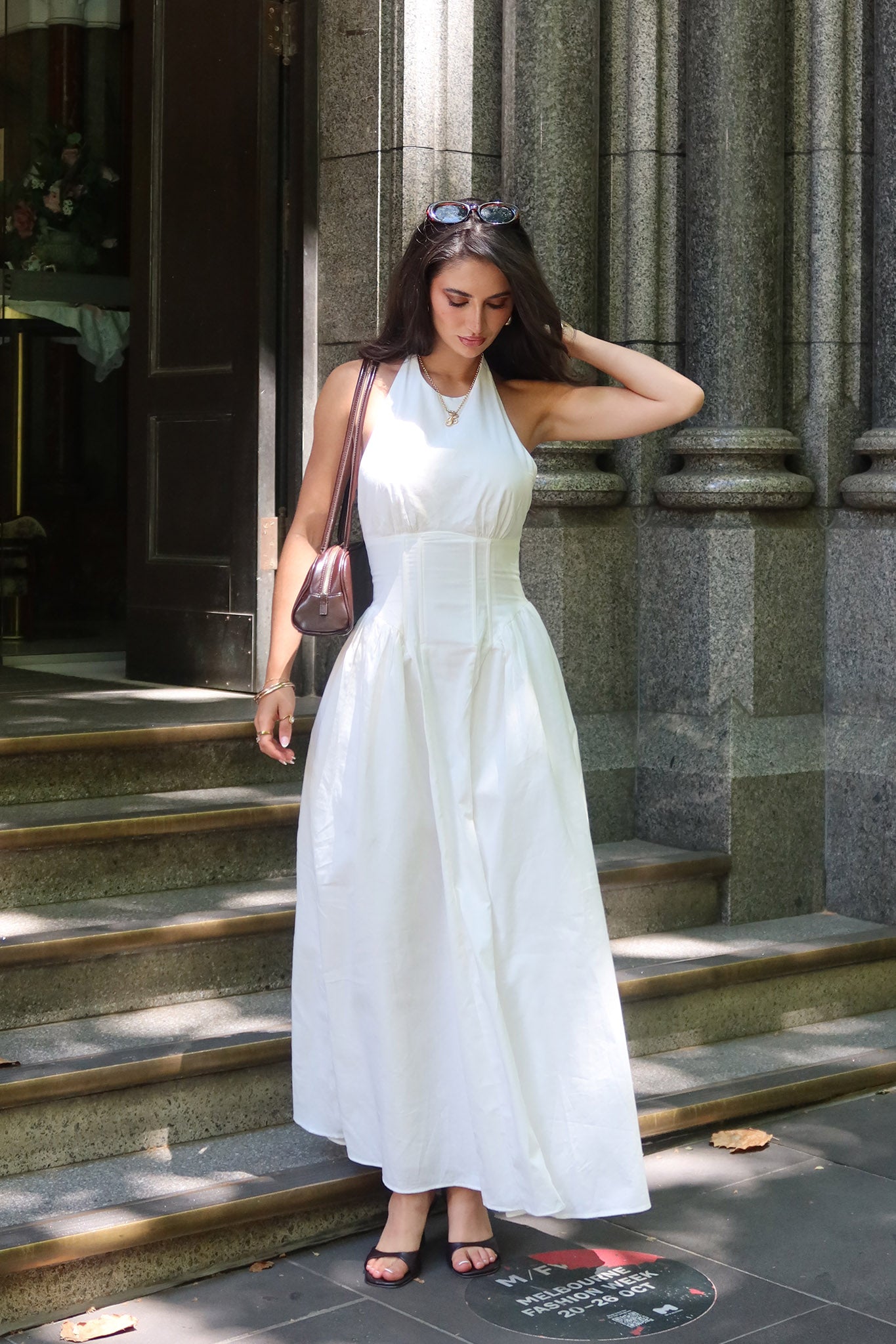 El Corazon High Halterneck Maxi Dress White-Maymioy