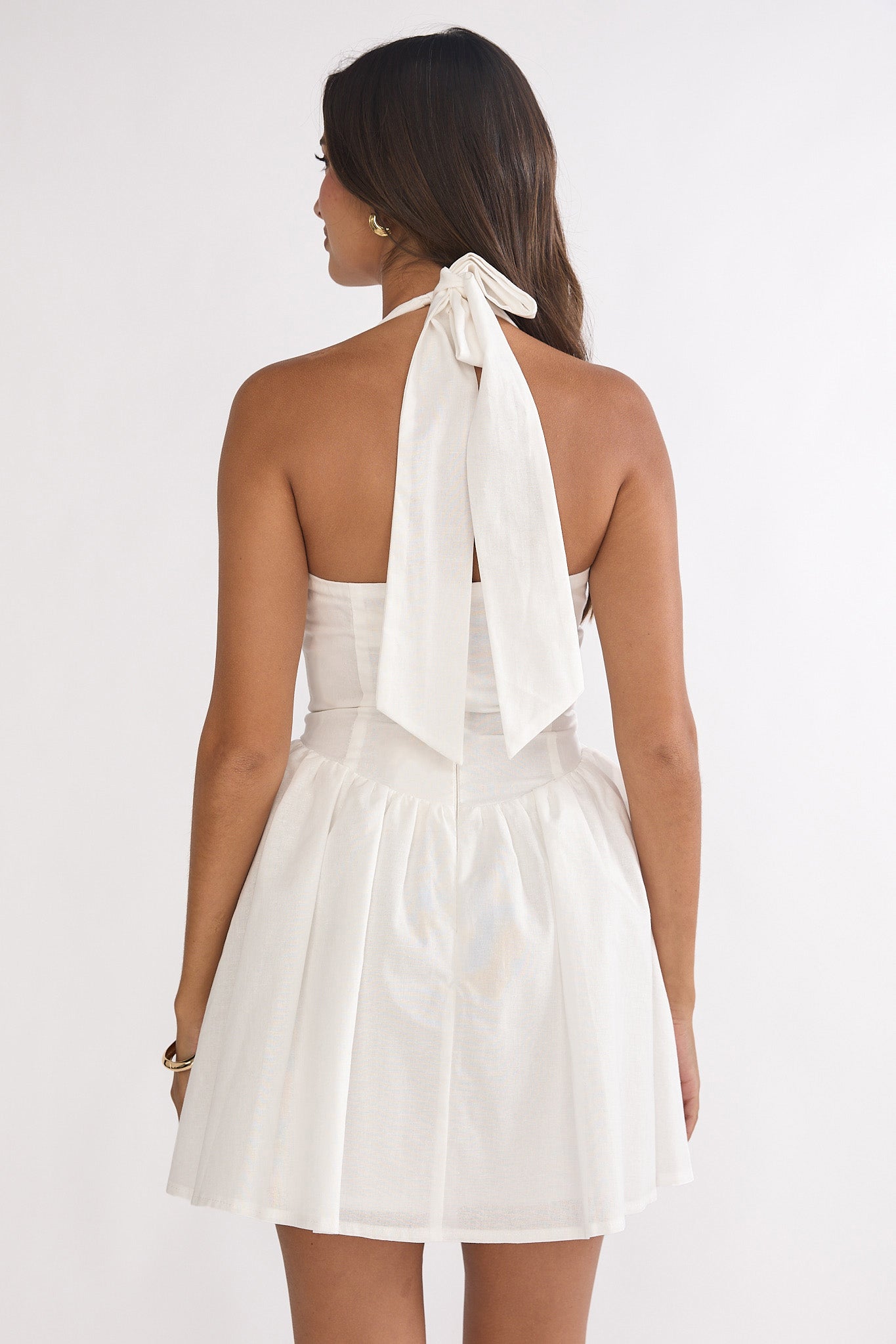 El Corazon Halterneck Mini Dress White-Maymioy