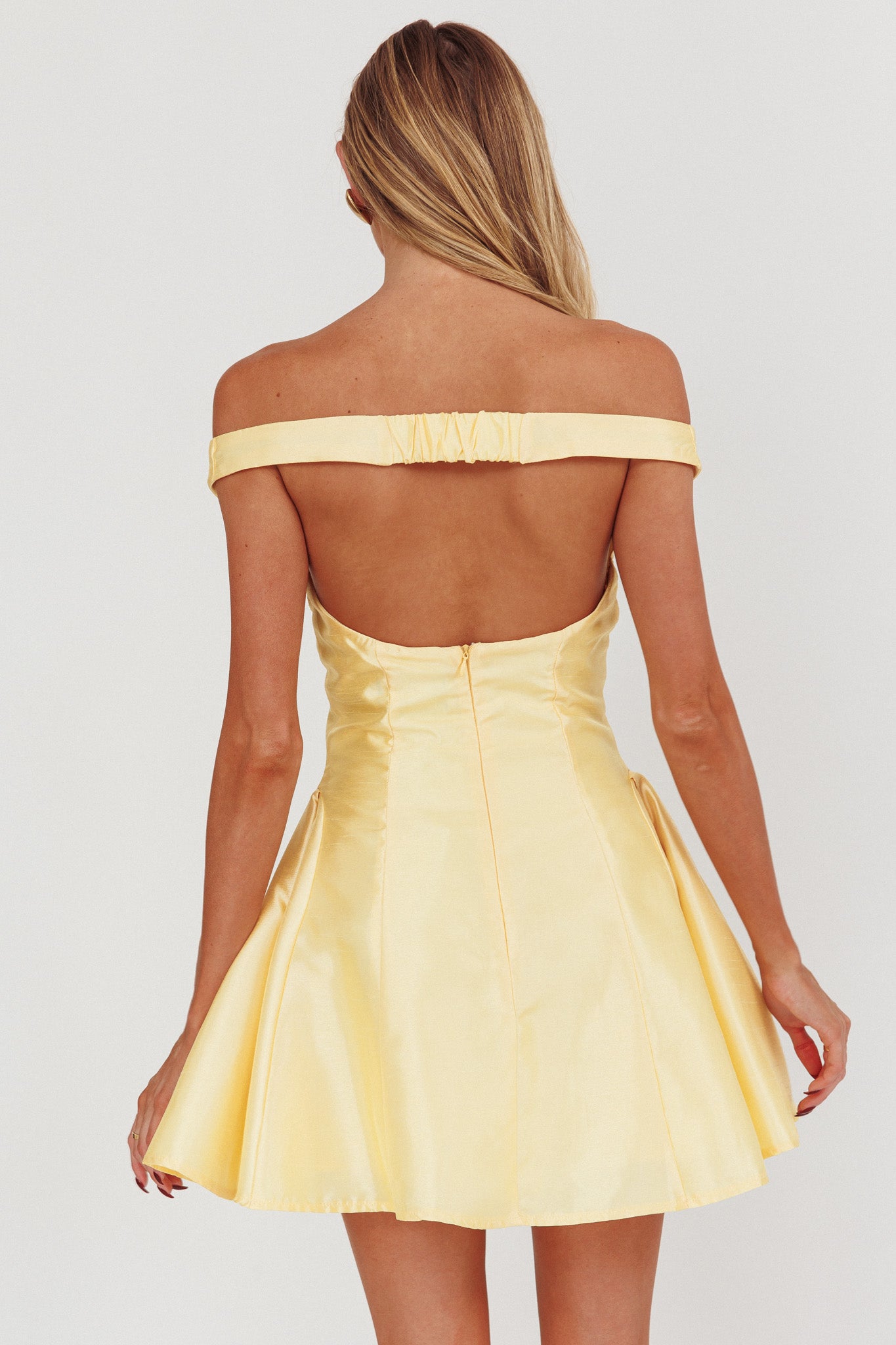 Silver Sun Off-Shoulder Mini Dress Soft Butter-Maymioy