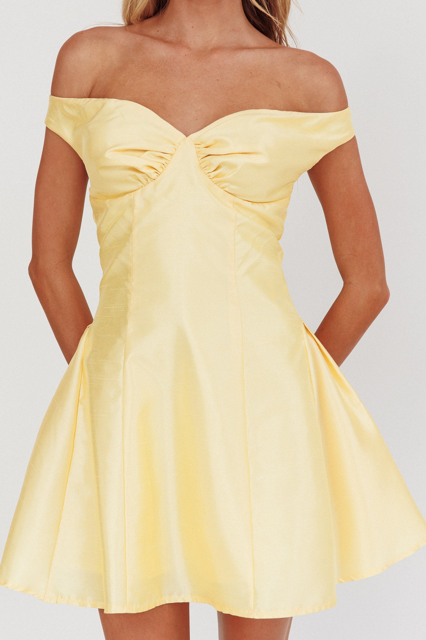 Silver Sun Off-Shoulder Mini Dress Soft Butter-Maymioy
