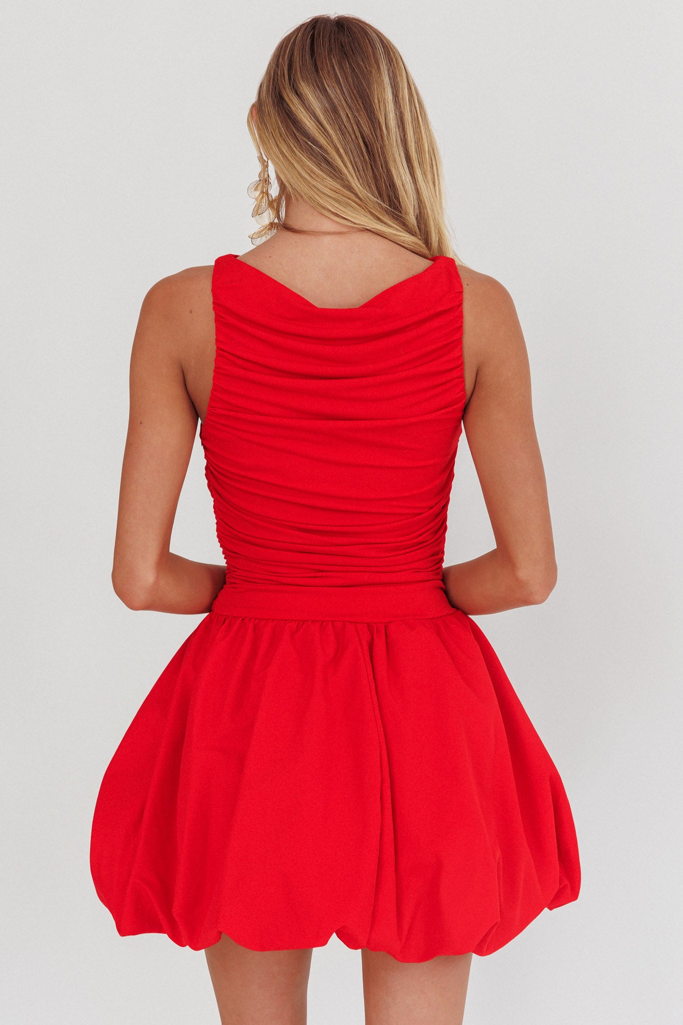 Dalayla Sleeveless Balloon Skirt Mini Dress Red-Maymioy