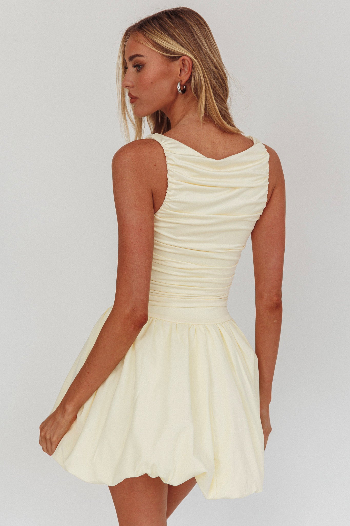 Dalayla Sleeveless Balloon Skirt Mini Dress Butter-Maymioy