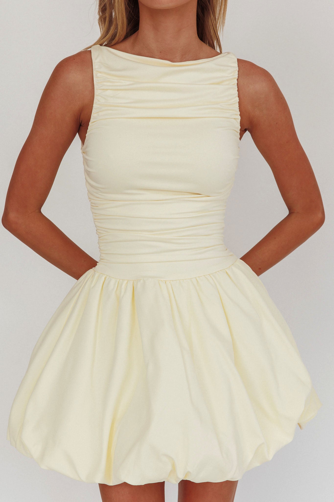 Dalayla Sleeveless Balloon Skirt Mini Dress Butter-Maymioy