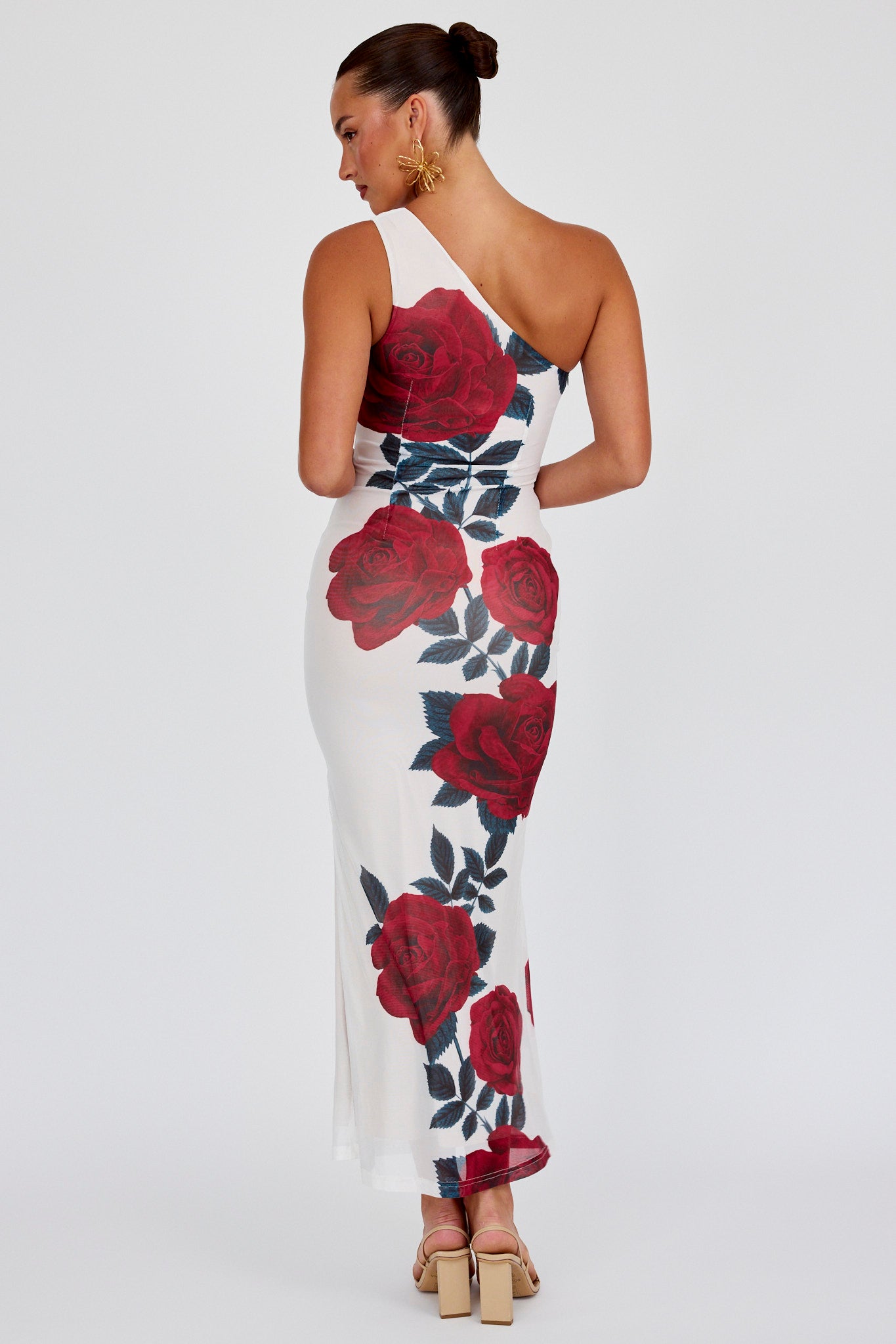 Desiree One Shoulder Mesh Maxi Dress Rose-Maymioy