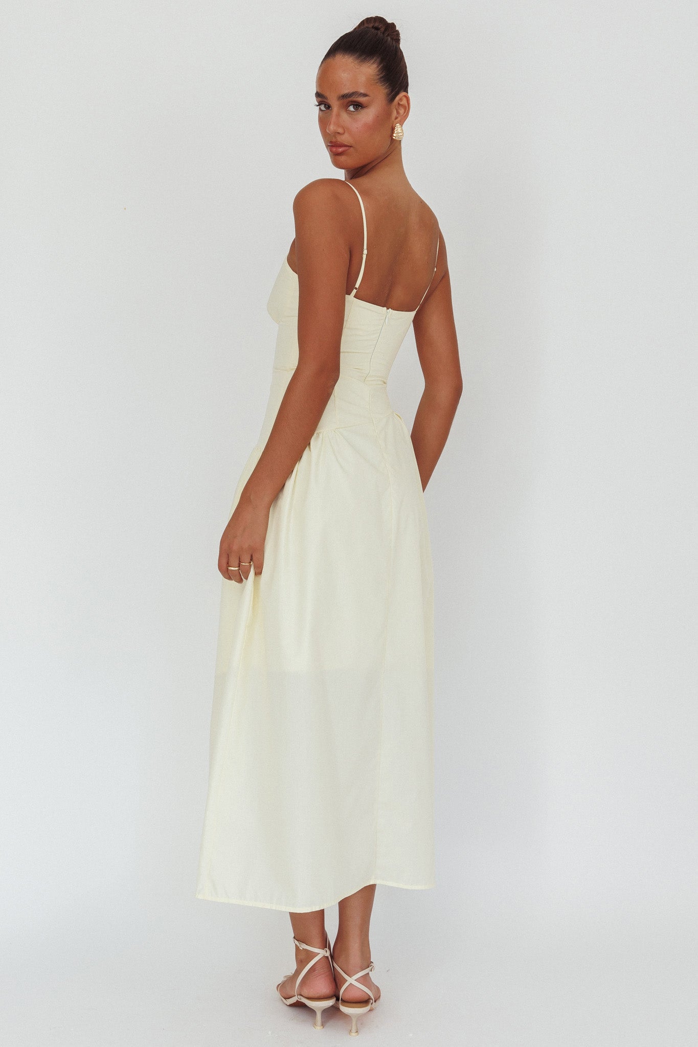Honey Baby Diagonal Waist Maxi Dress Butter-Maymioy