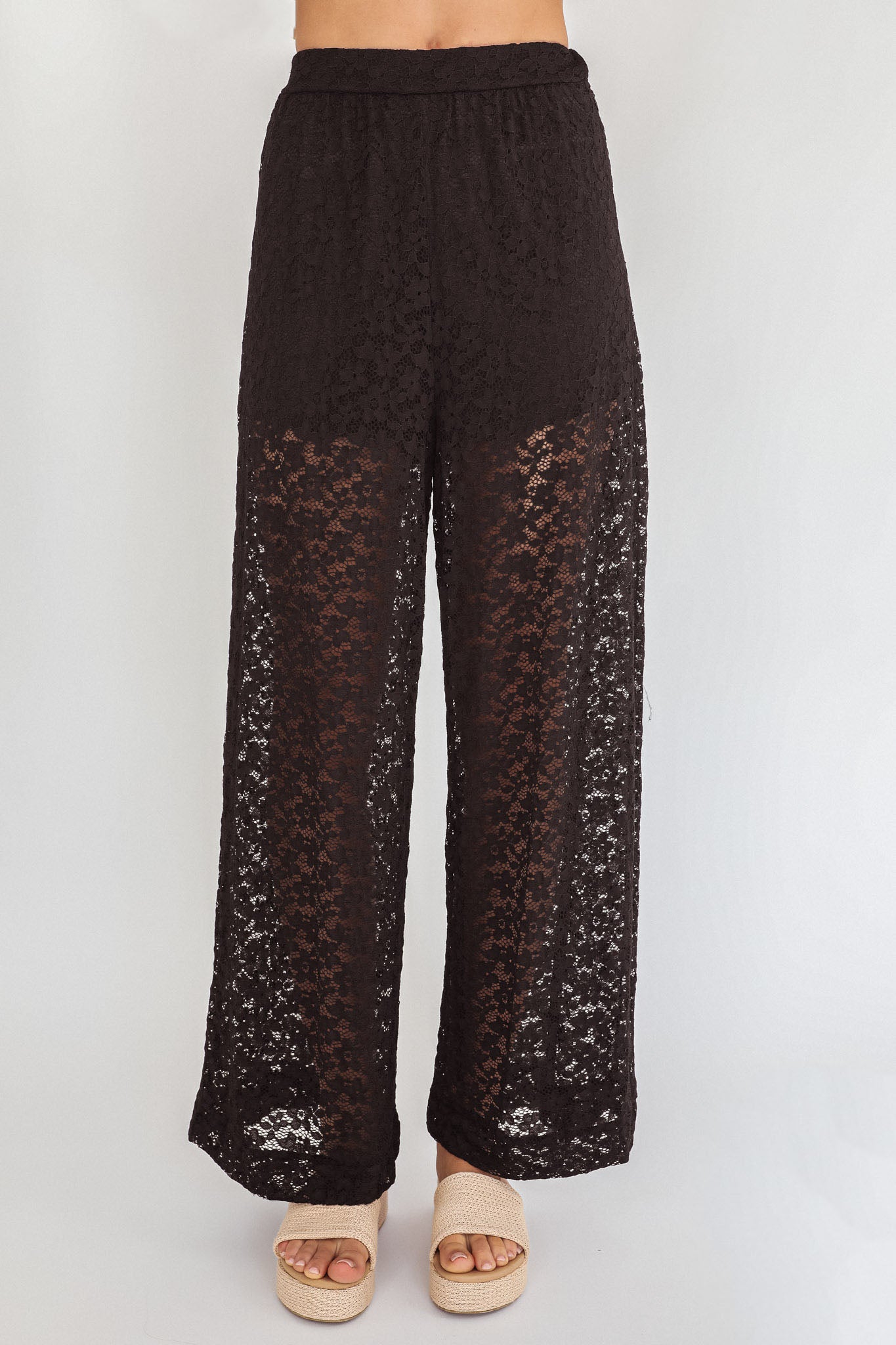 Canyons Wide Leg Pants Lace Black-Maymioy