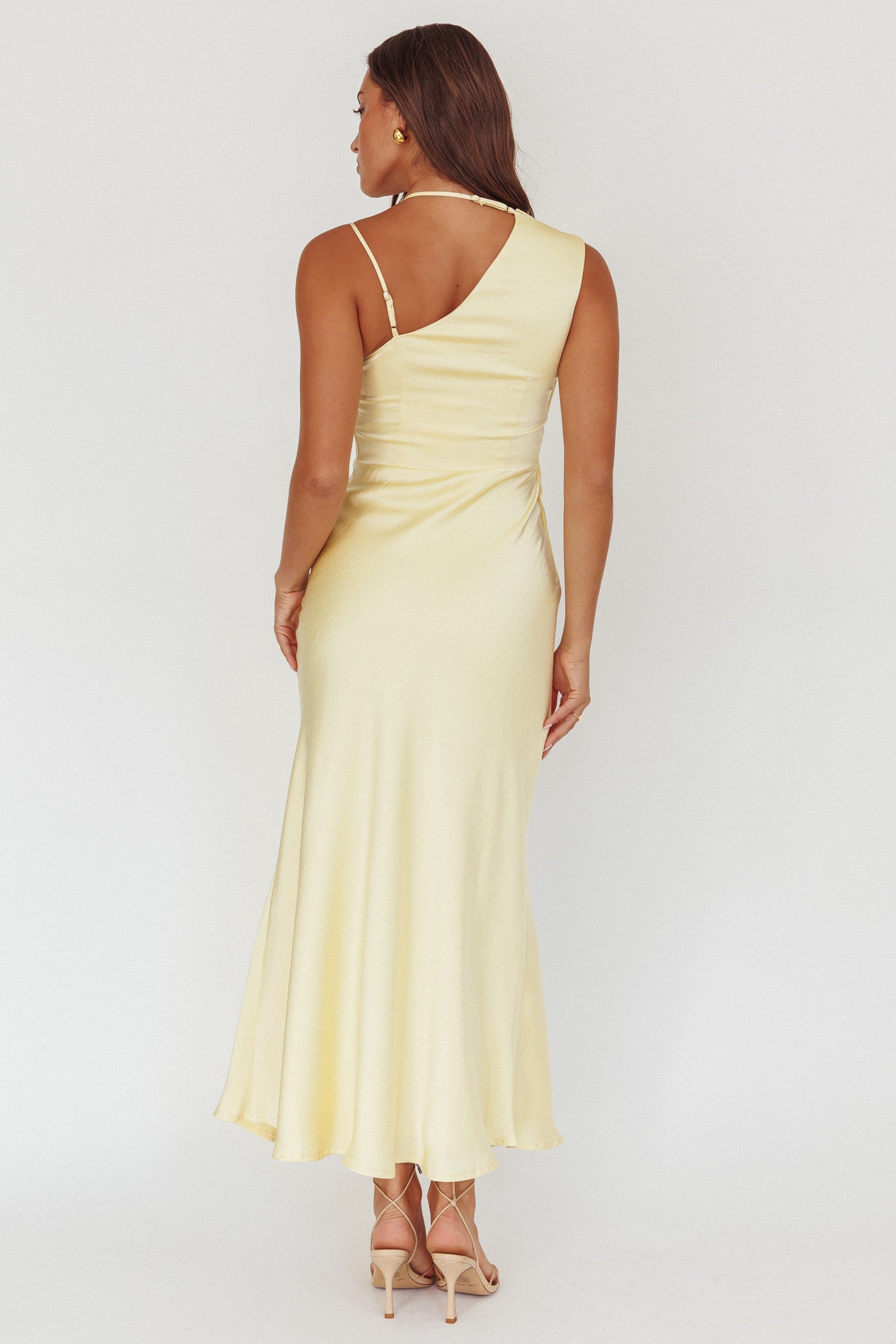 Eros Asymmetric Cowl Neck Maxi Dress Butter-Maymioy