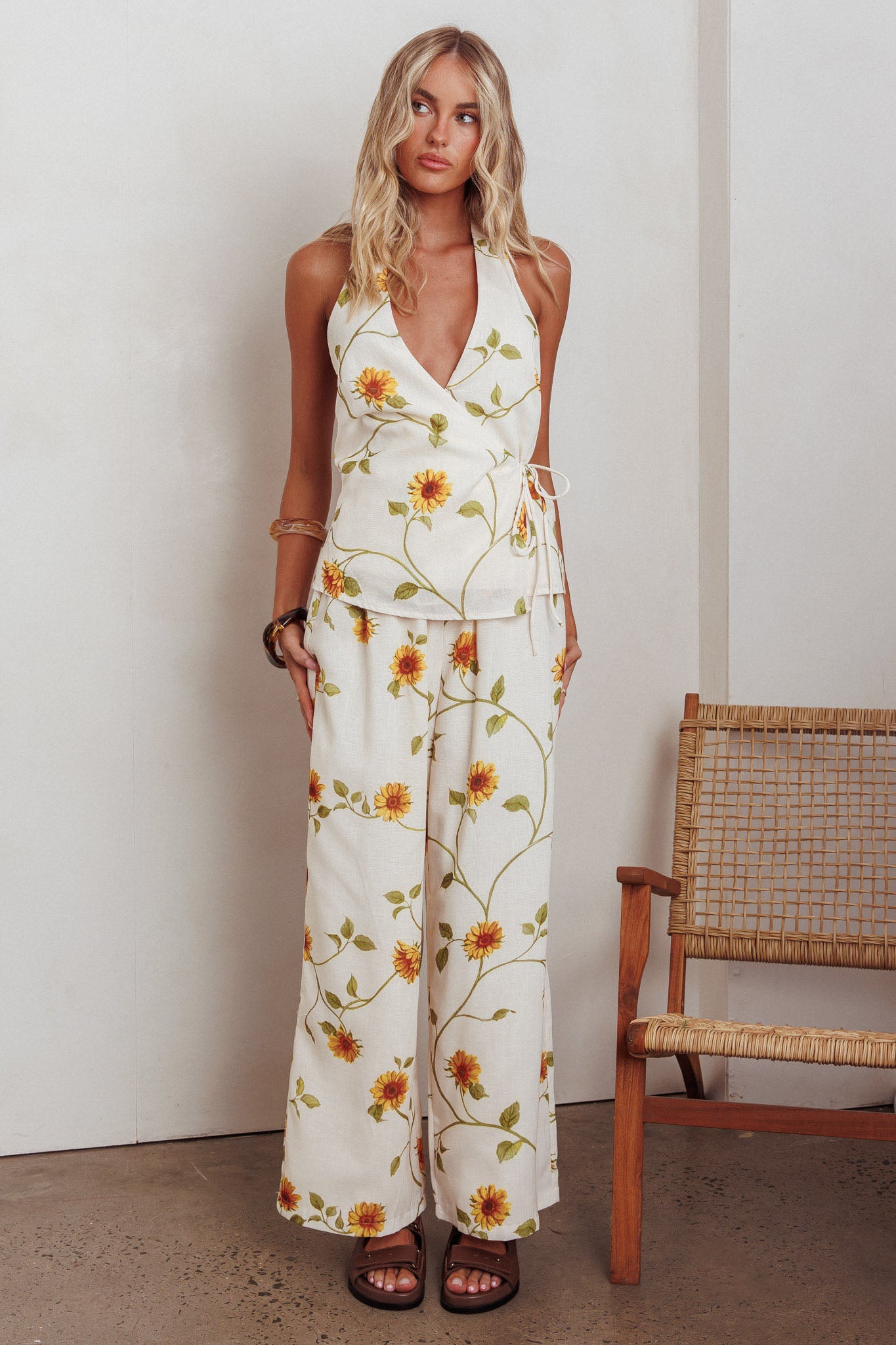 Sway Drawstring Pants Sunflower-Maymioy