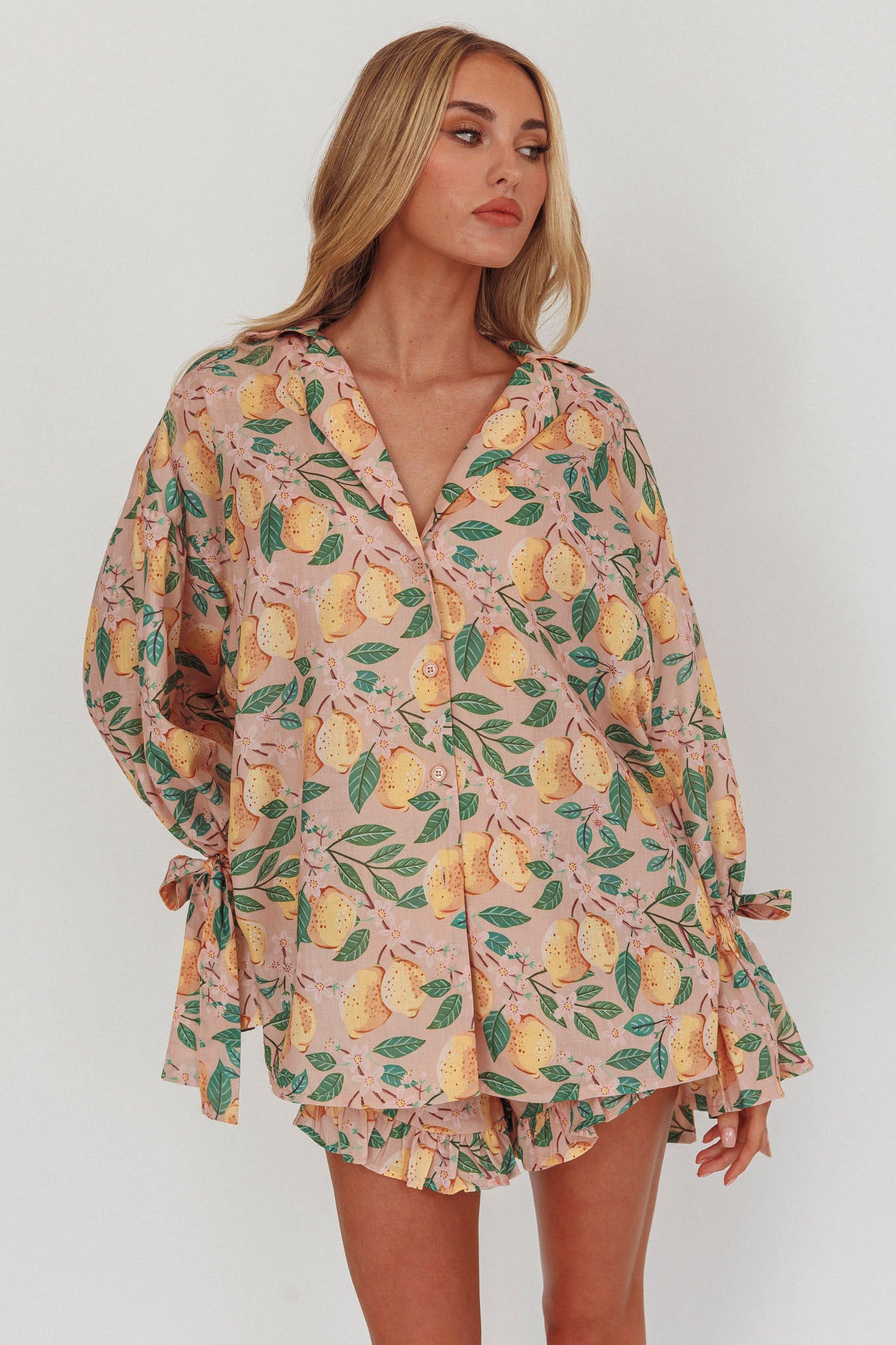Telling Secrets Tied Cuff Top Lemon-Maymioy