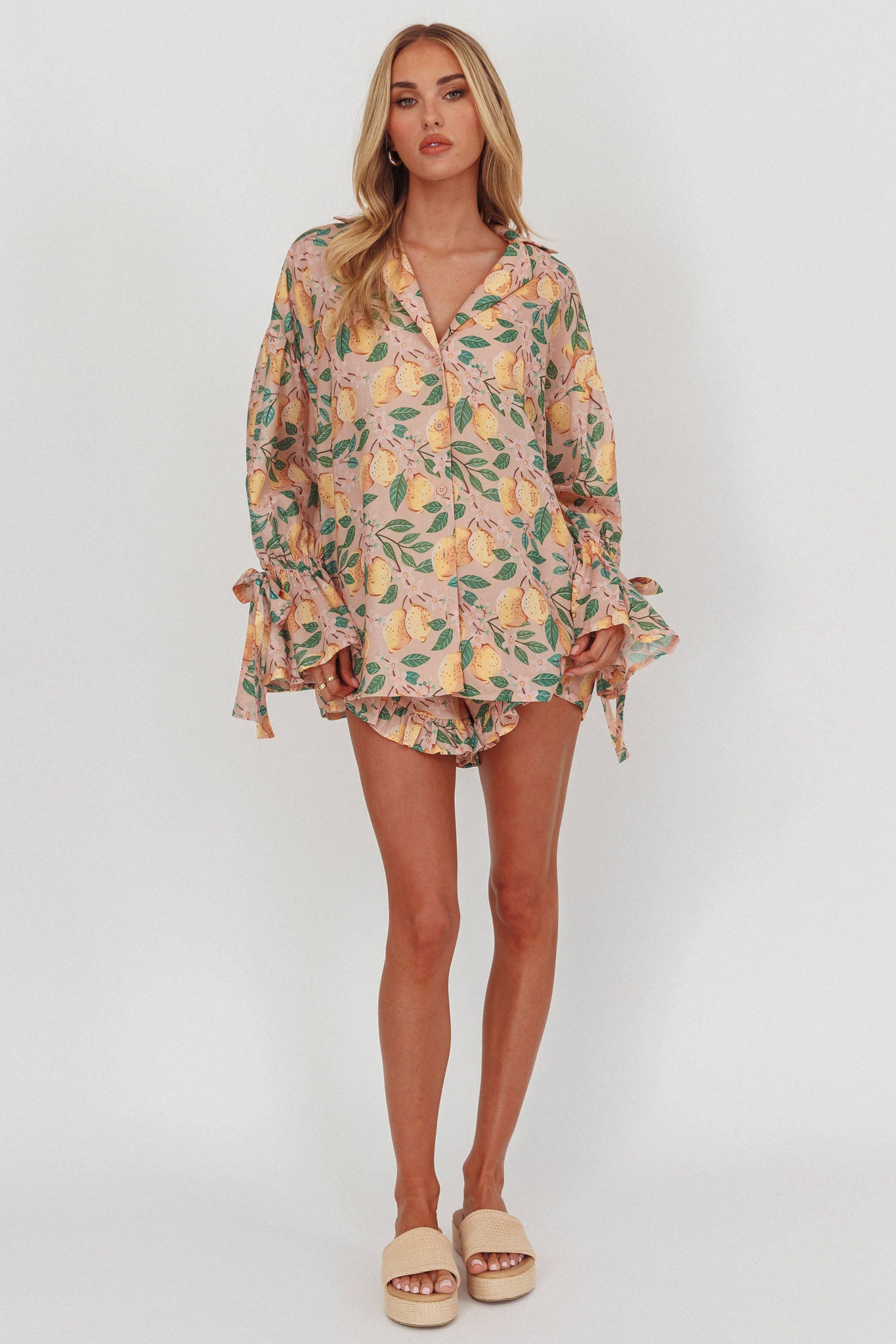 Telling Secrets Tied Cuff Top Lemon-Maymioy