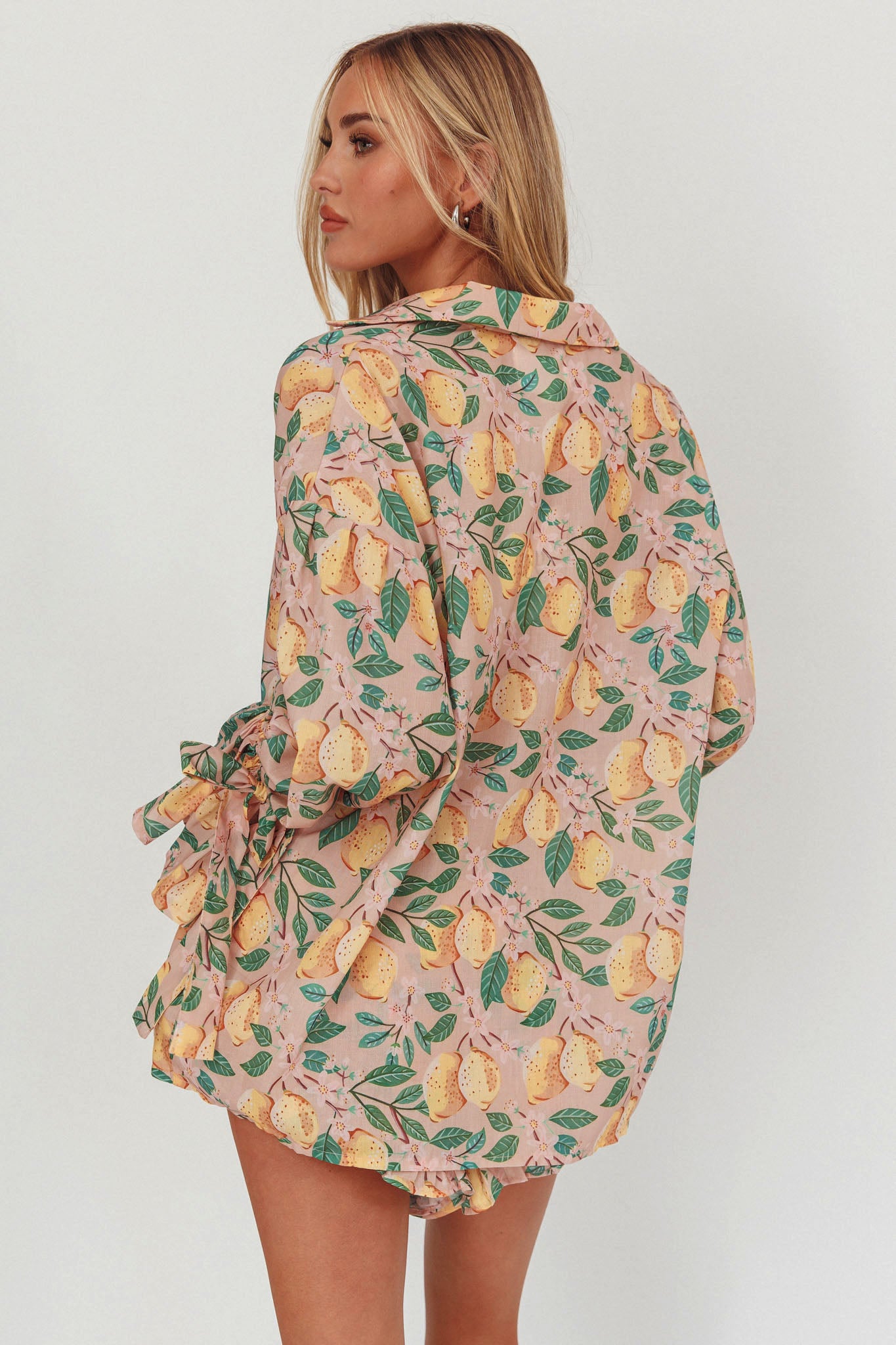 Telling Secrets Tied Cuff Top Lemon-Maymioy