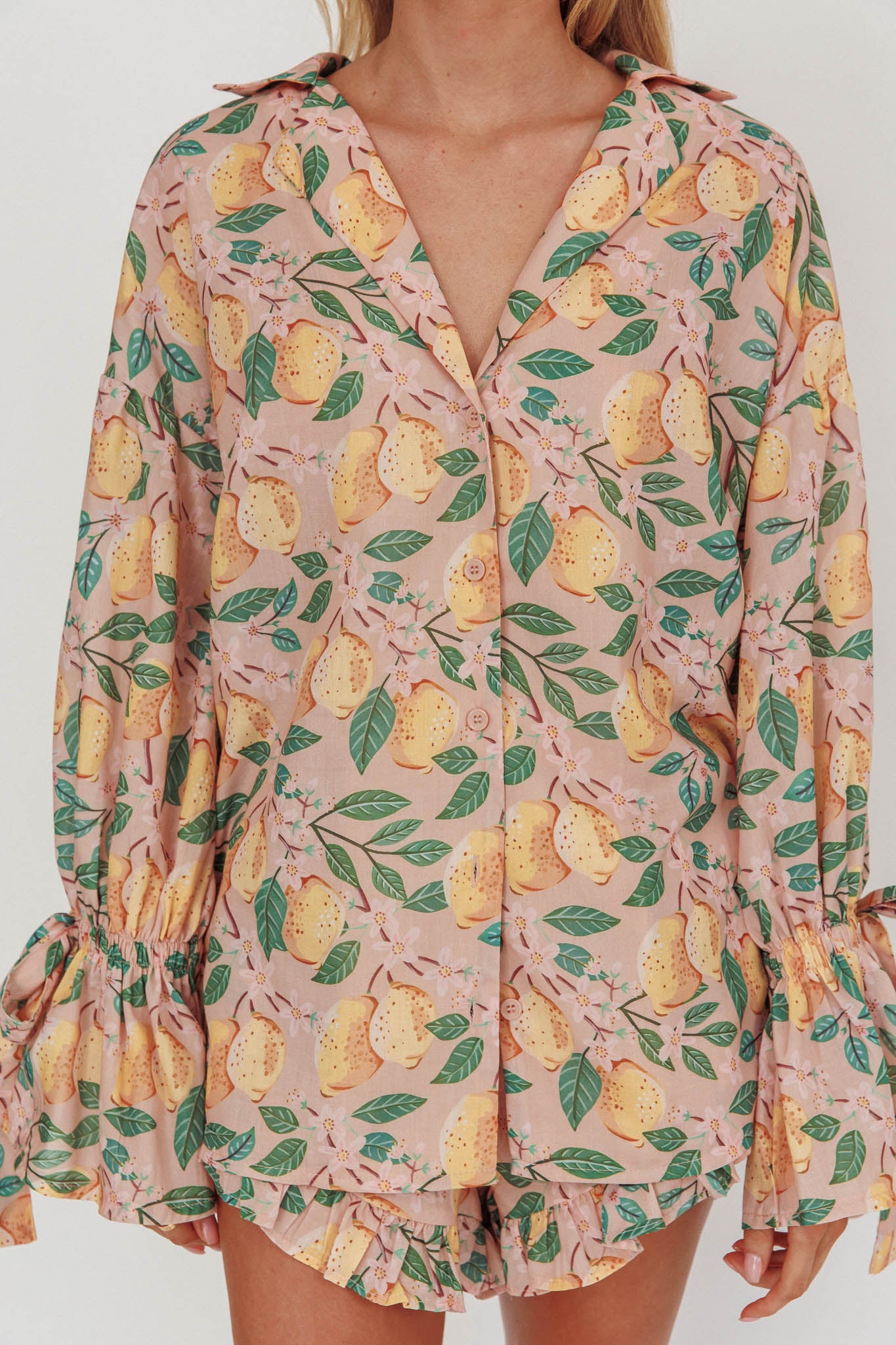 Telling Secrets Tied Cuff Top Lemon-Maymioy