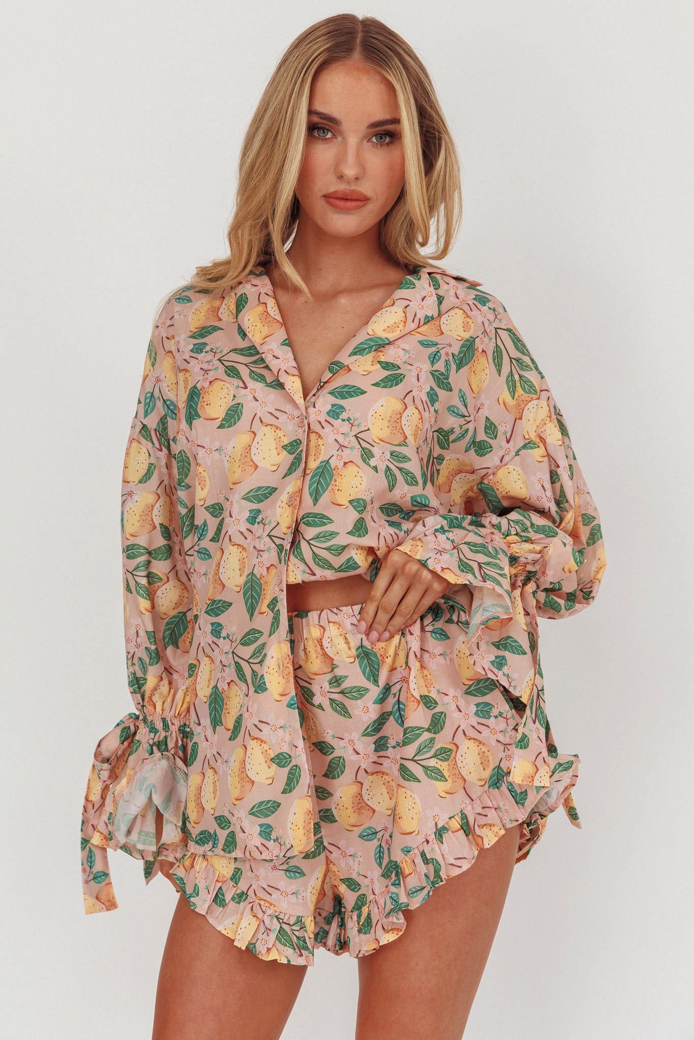 Telling Secrets Tied Cuff Top Lemon-Maymioy