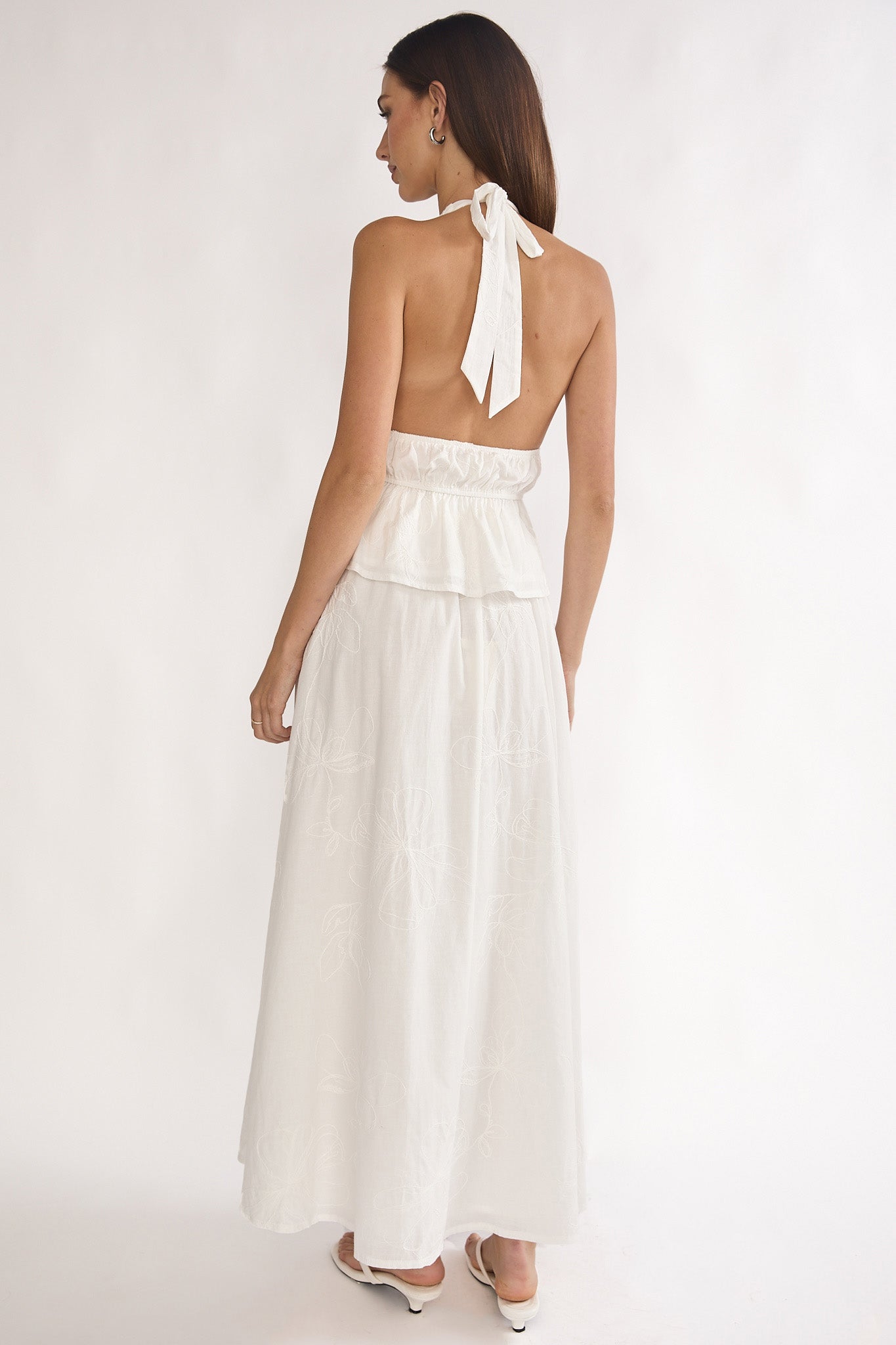 Under The Moons A-Line Maxi Skirt White-Maymioy