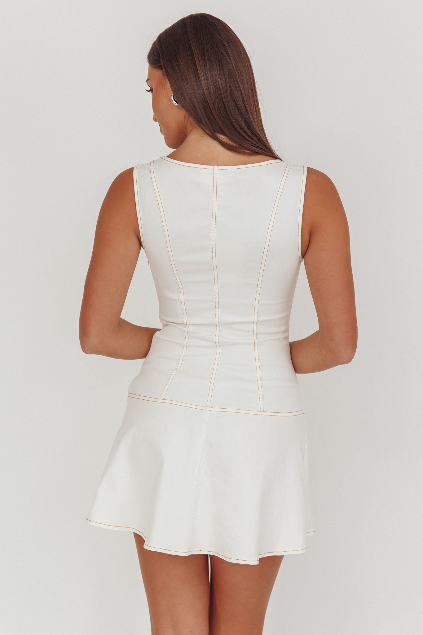 Big Plans Button Front Mini Dress White-Maymioy