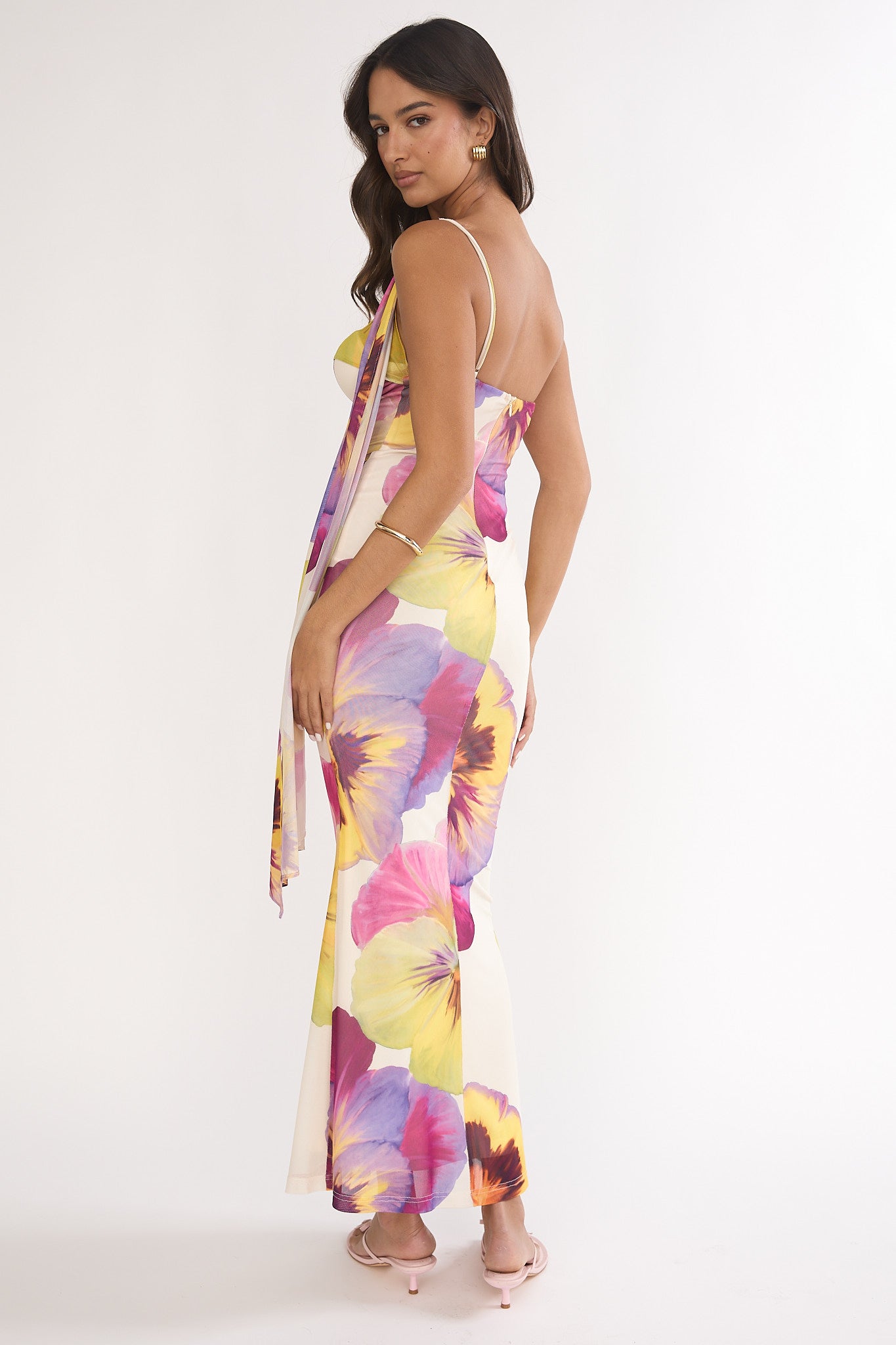 Tallis One-Shoulder Asymmetric Neckline Dress Beige-Maymioy