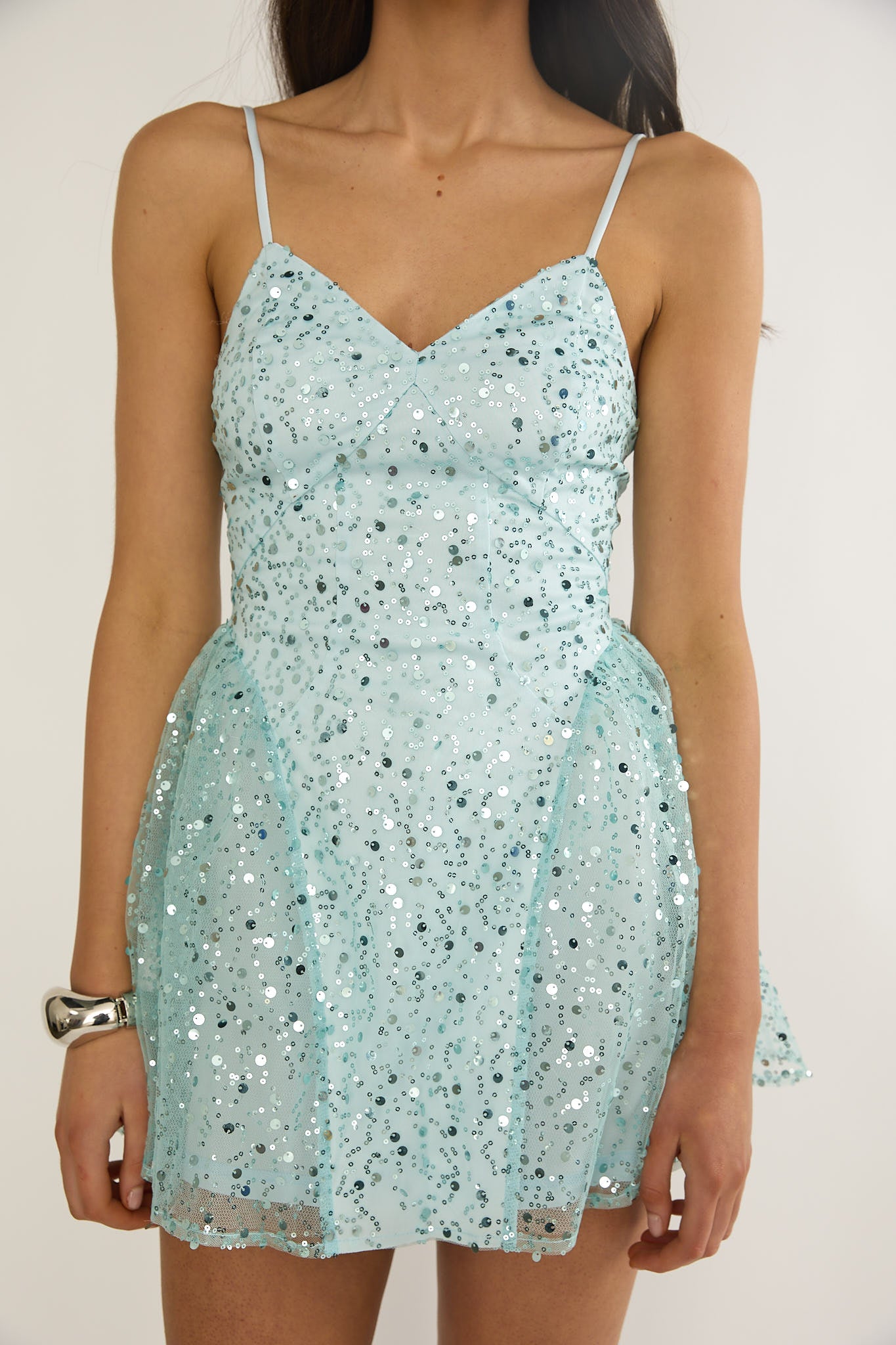 Roselisse Cami Strap Sequin Mini Dress Sage-Maymioy