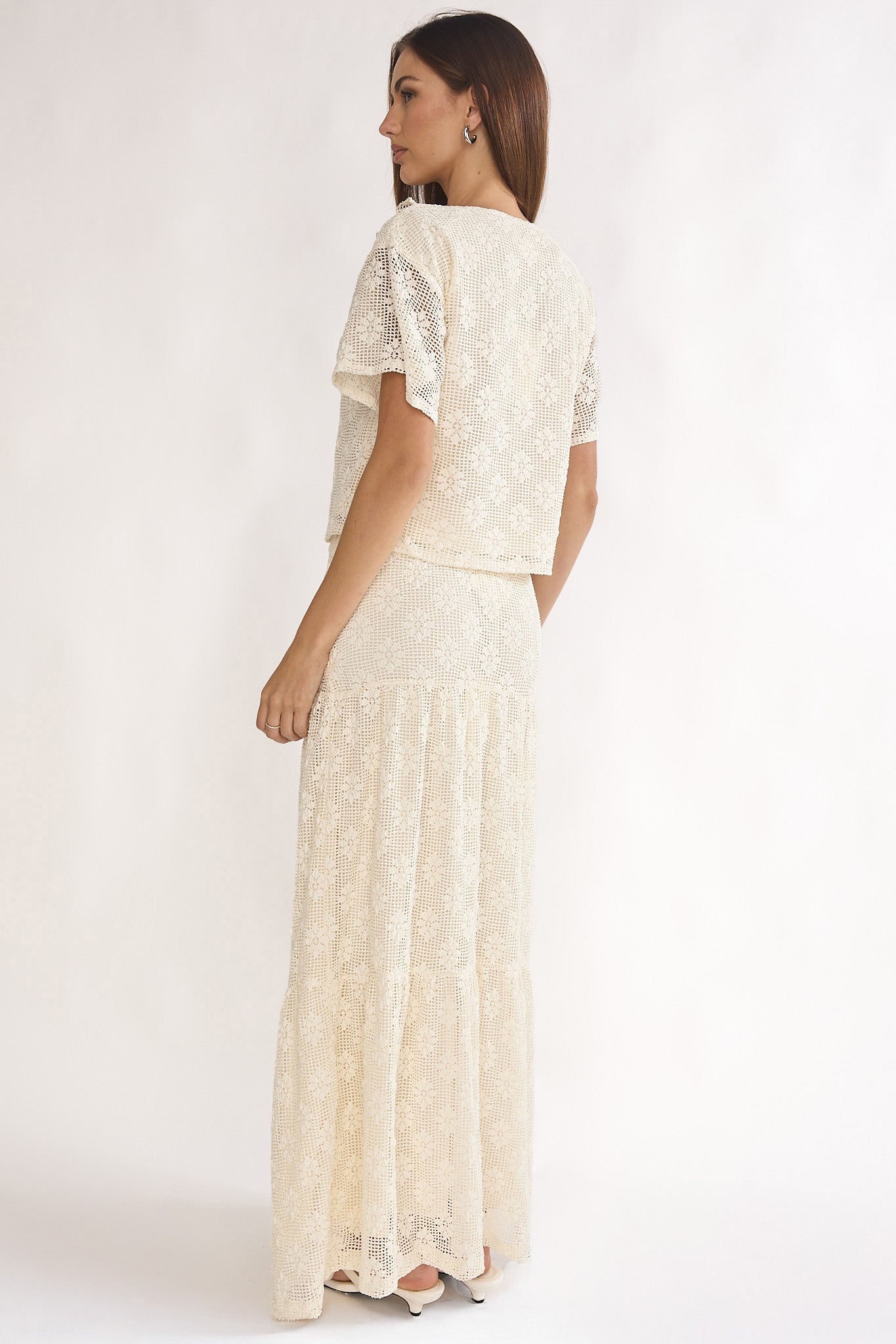 Sera Lane Crochet Maxi Skirt Cream-Maymioy