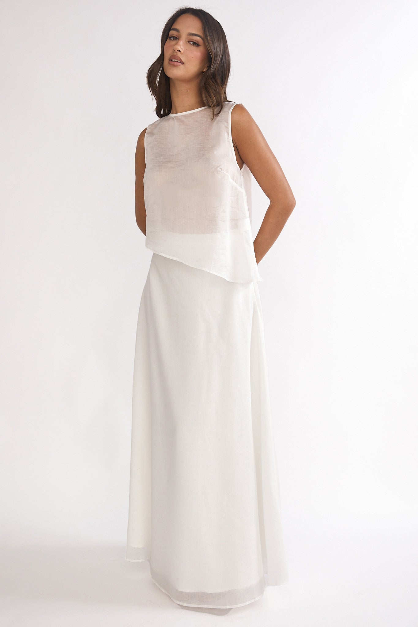 Lemora Maxi Skirt White-Maymioy