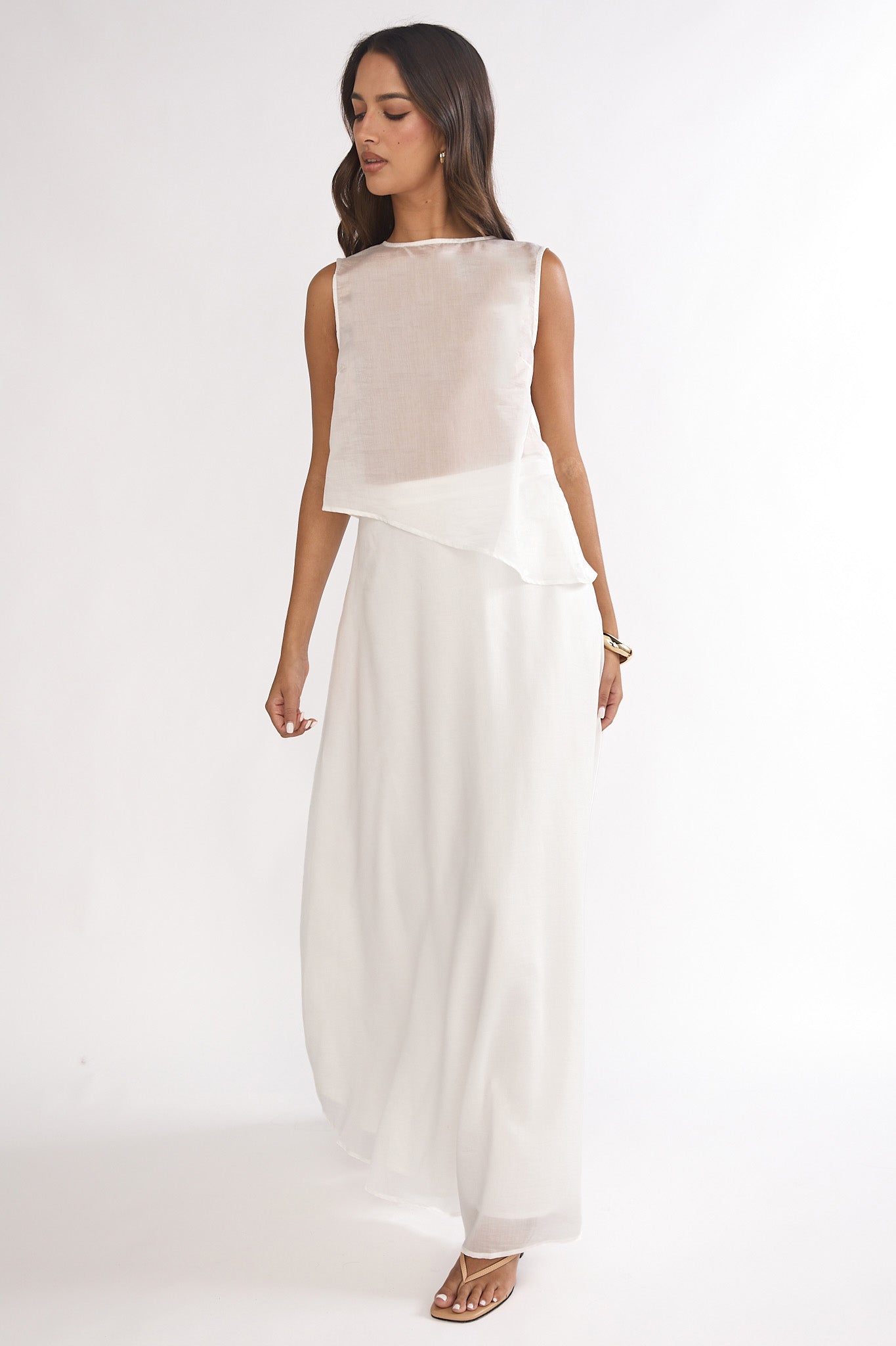 Lemora Maxi Skirt White-Maymioy